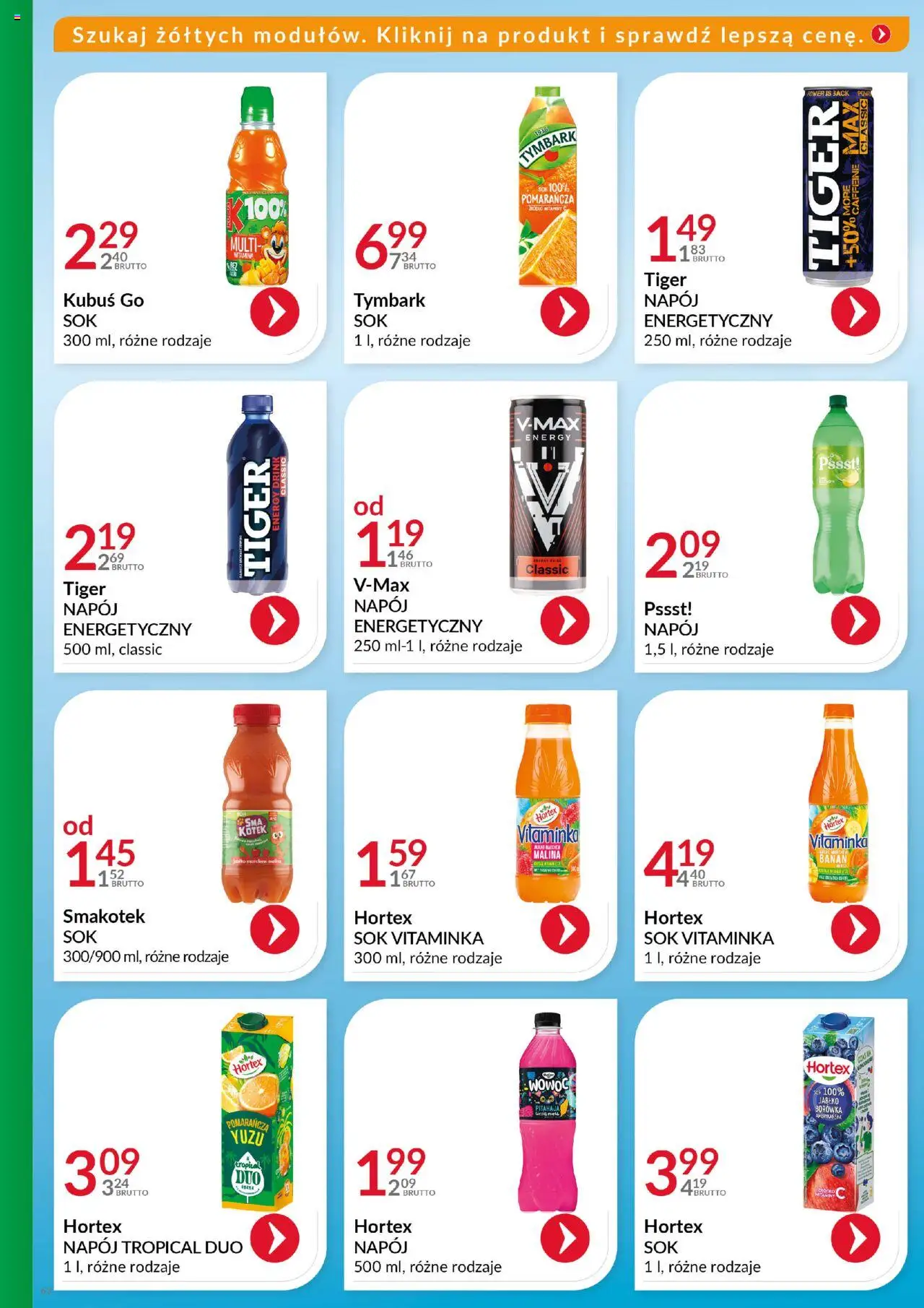 Eurocash Gazetka - Katalog Artykułów Spożywczych od 19.10.2025 | Strona: 63 | Produkty: Malina, Sok, Banan
