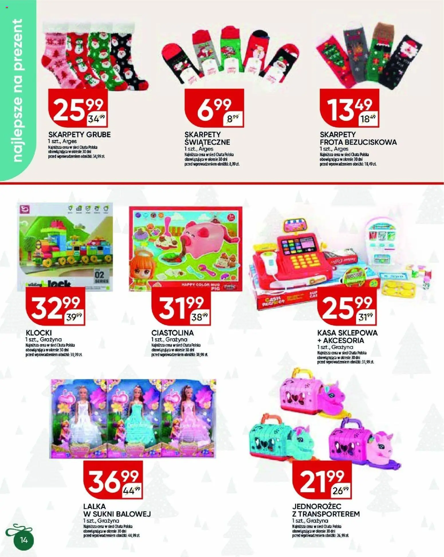 Chata Polska Gazetka od 18.12.2025 | Strona: 34 | Produkty: Skarpety, Lalka, Jednorożec