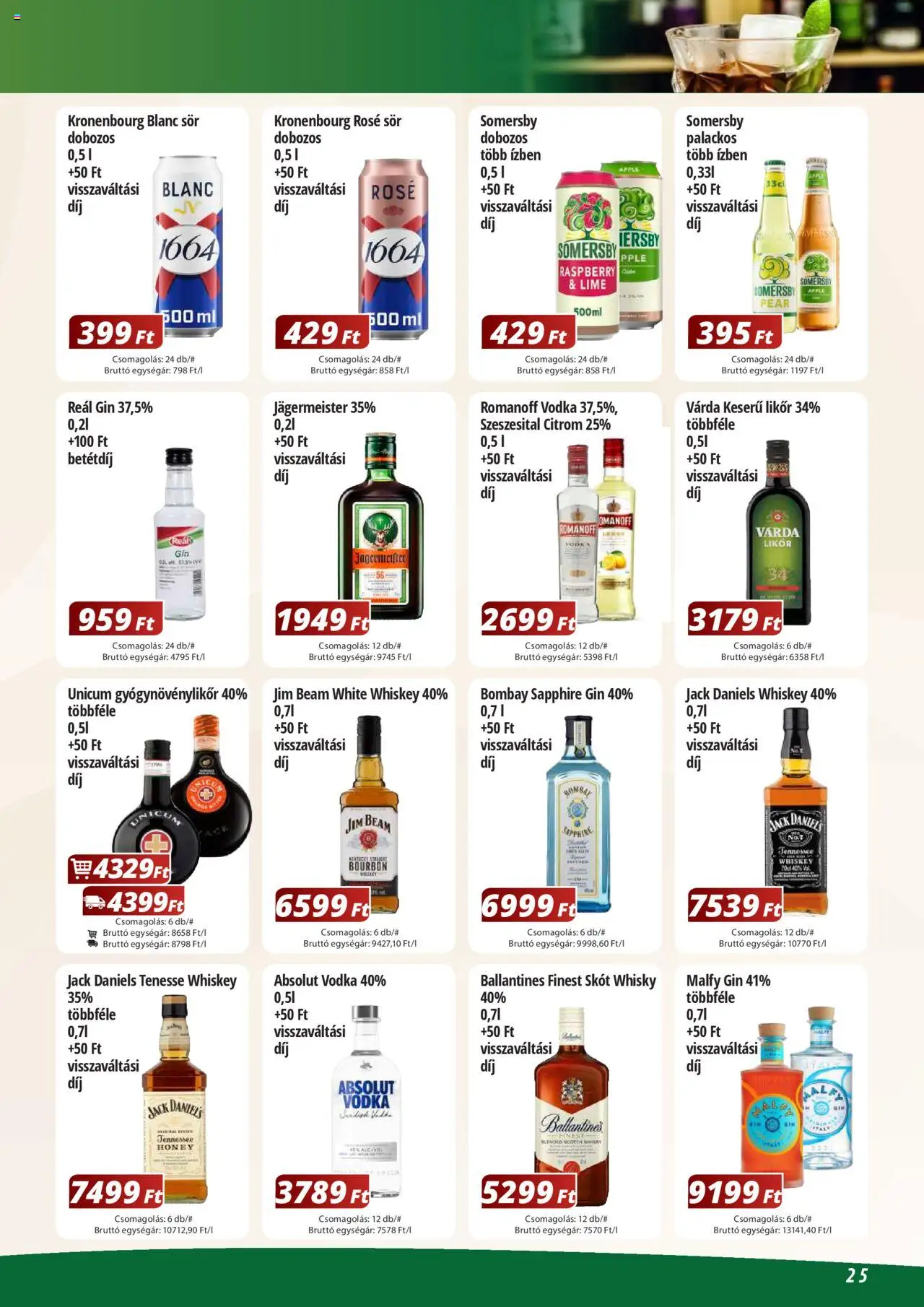 Reál akciós ujság - amely érvényes a következő dátumtól: 02.06.2025 | Oldal: 25 | Termékek: Lime, Jägermeister, Bourbon, Cider