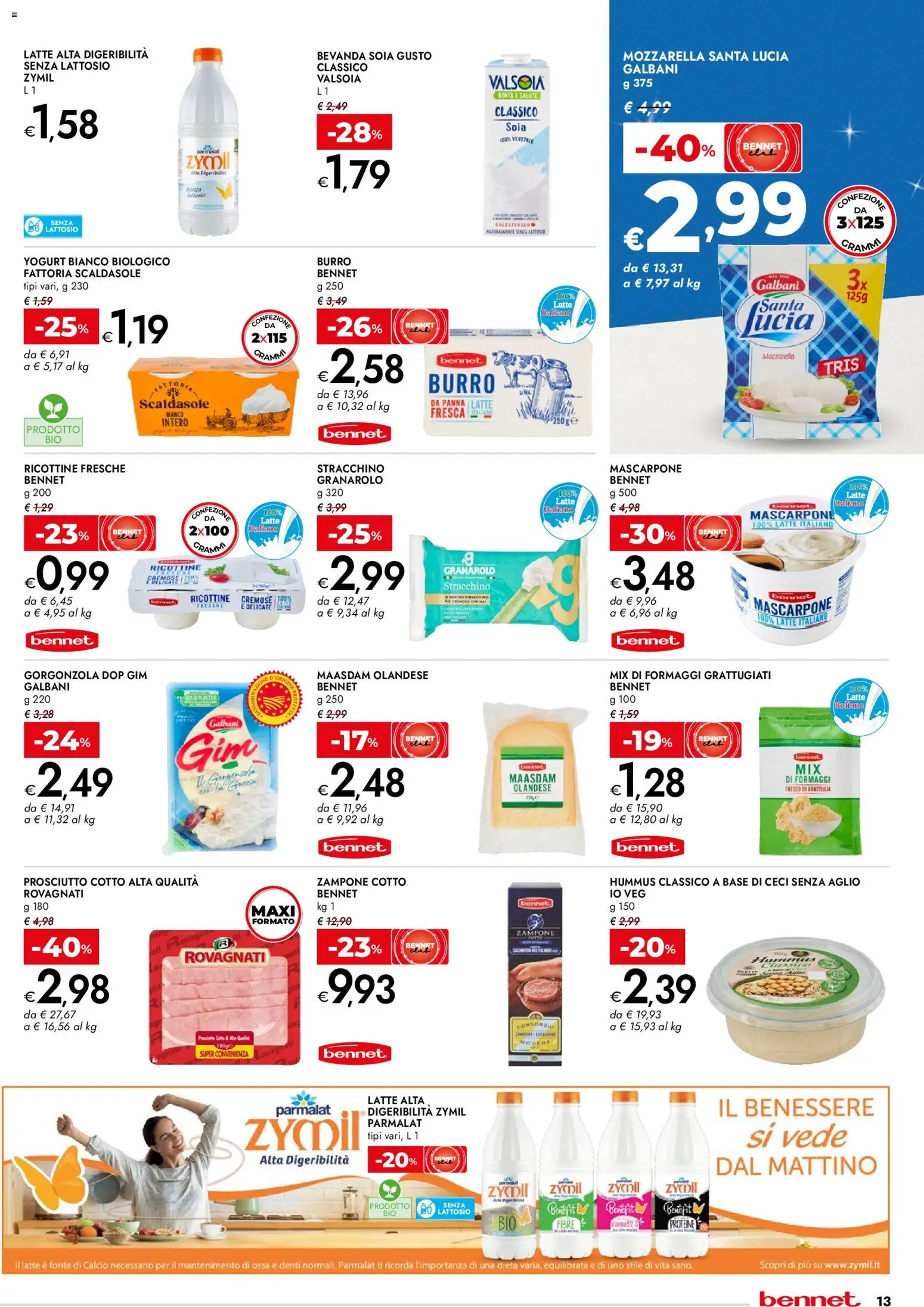 Volantino bennet del 27.12.2025 | Pagina: 13 | Prodotti: Mozzarella, Aglio, Burro, Stracchino