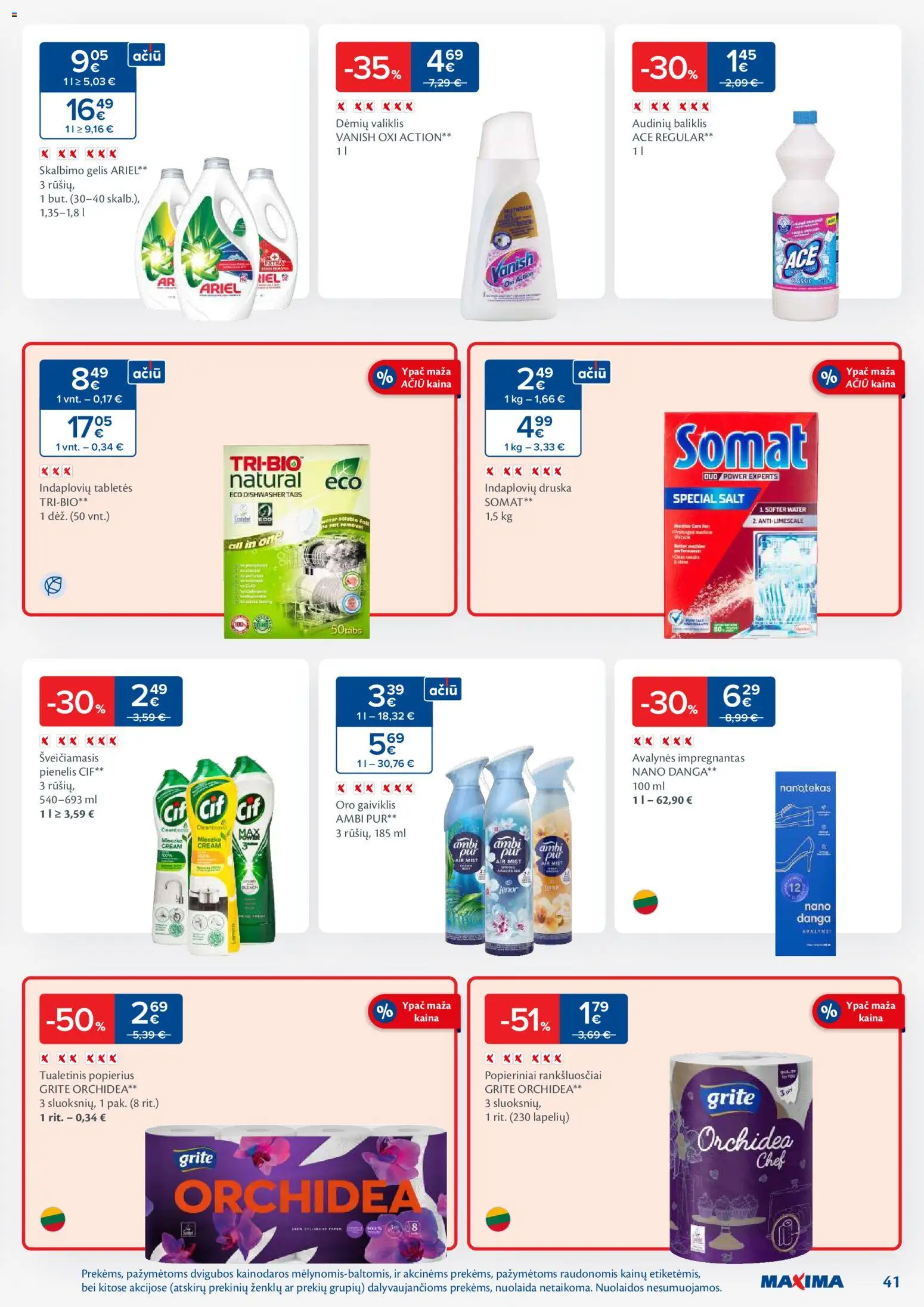 MAXIMA akcijos nuo 13.01.2026 | Puslapis: 41 | Prekių: Dėmių valiklis, Druska, Tualetinis popierius