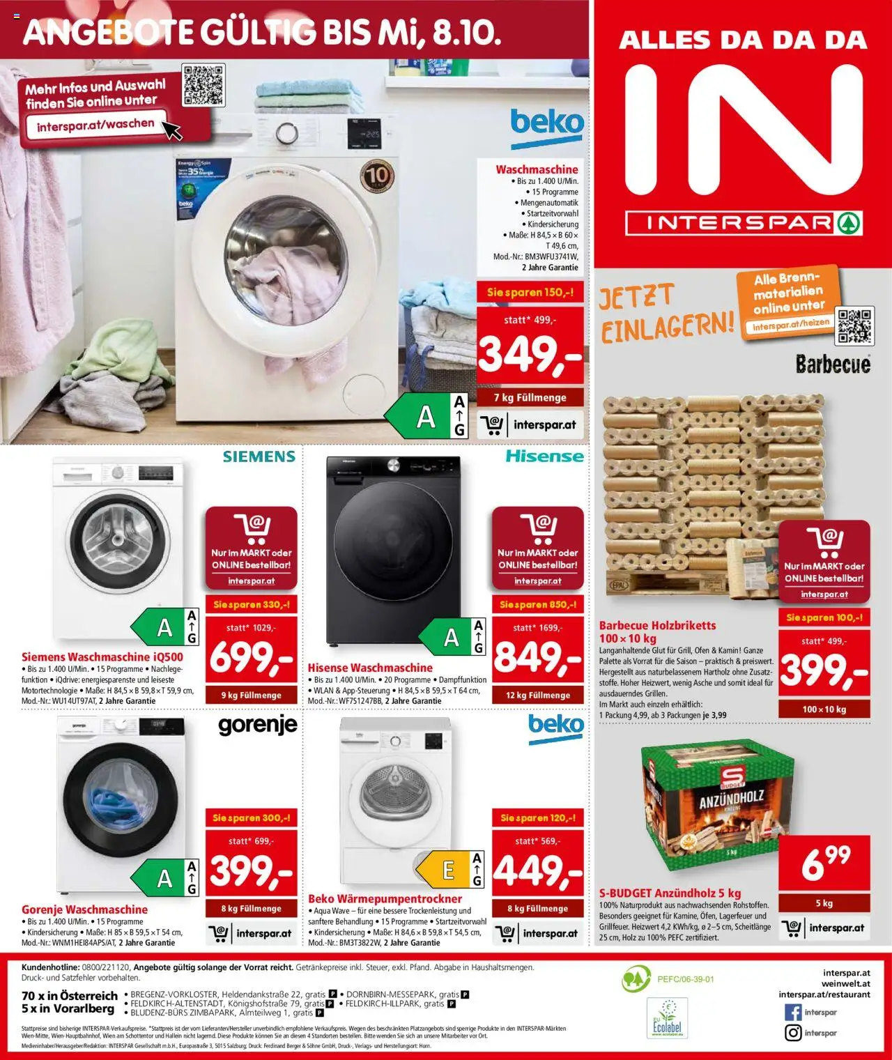 Interspar Flugblatt - Vorarlberg gültig ab 18.09.2025 | Seite: 19 | Produkte: Waschmaschine, Ofen