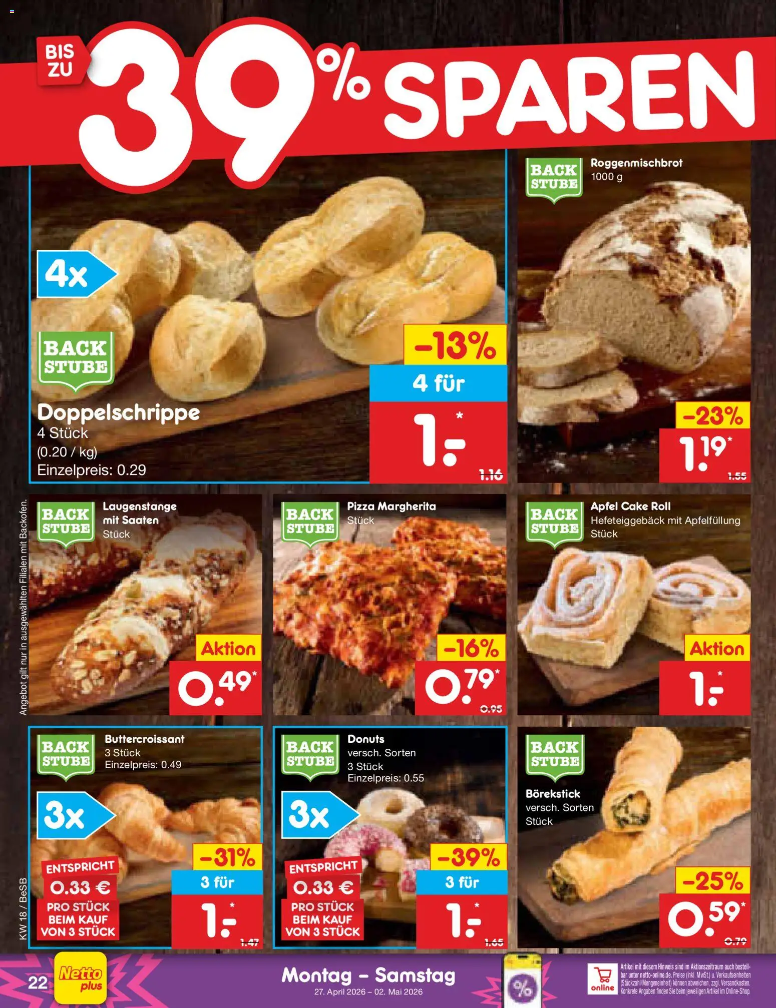 Netto Marken-Discount Prospekt 	 – gültig ab 27.04.2026 | Seite: 30 | Produkte: Äpfel, Donuts, Pizza