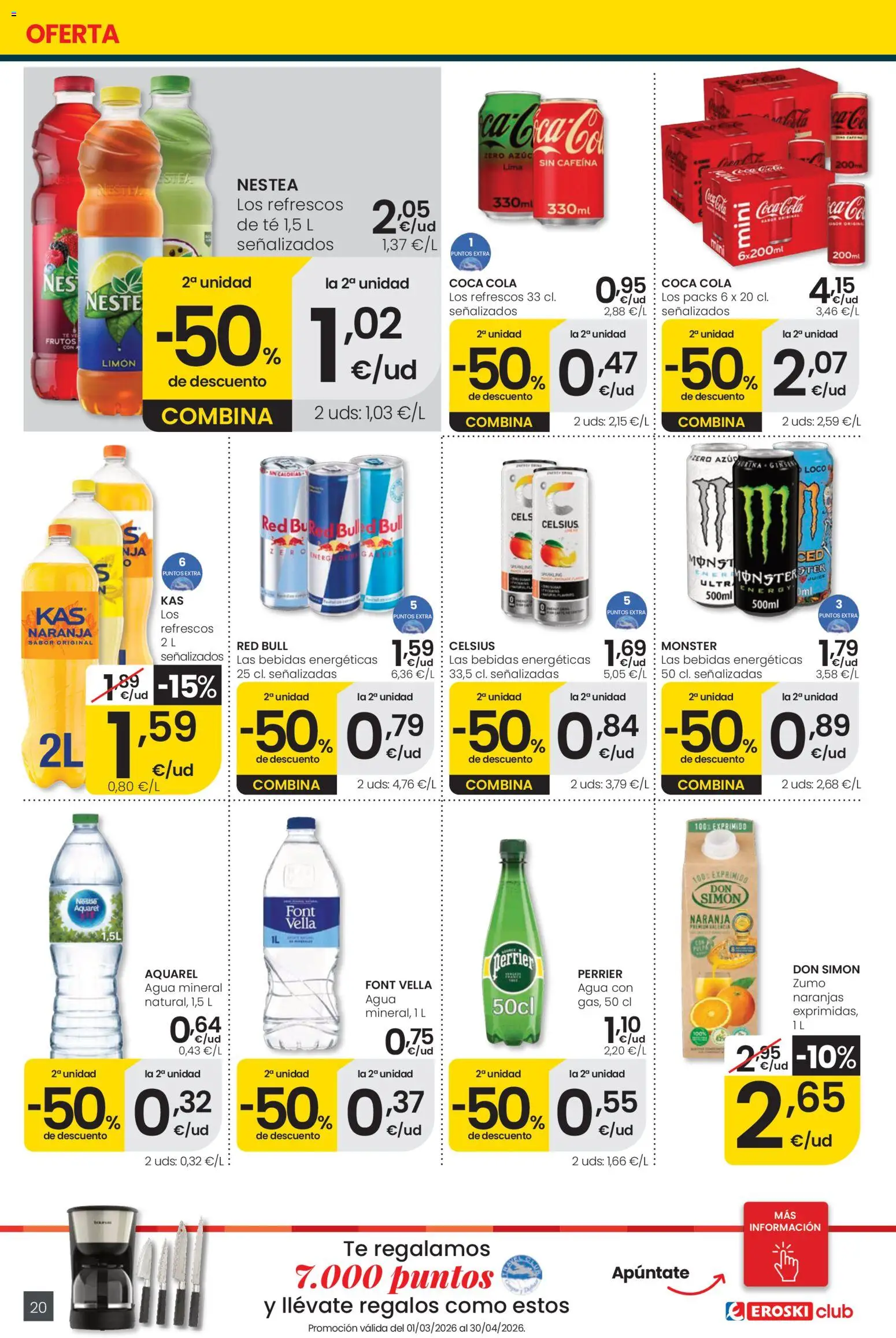 Eroski Quieres ahorrar conmigo │ válido desde el 16.04.2026 | Página: 20 | Productos: Naranjas, Ροζ πιπέρι, Té, Agua mineral