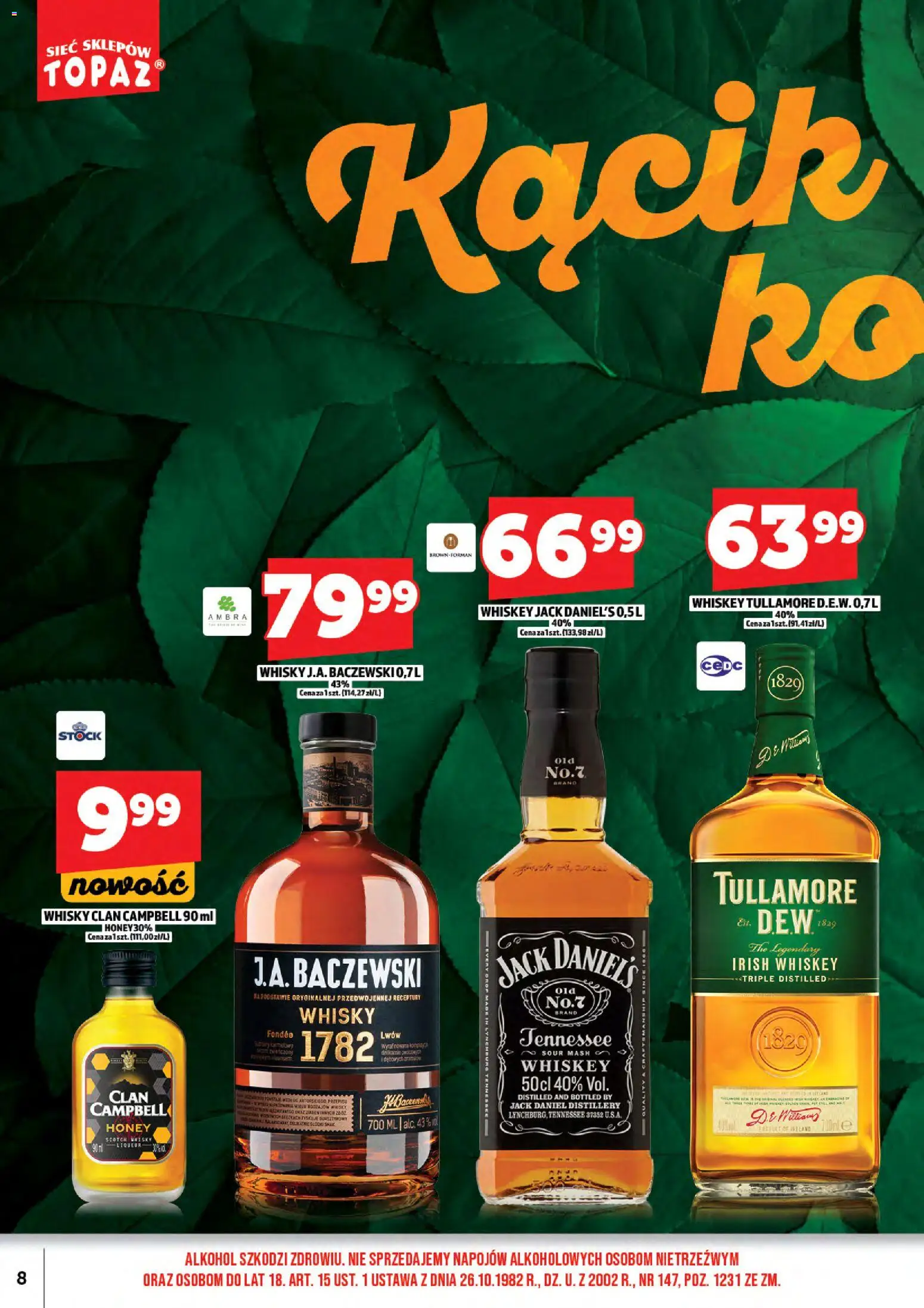 Topaz Gazetka alkoholowa od 01.11.2025 | Strona: 10 | Produkty: Jack Daniel's, Alkohol, Whisky