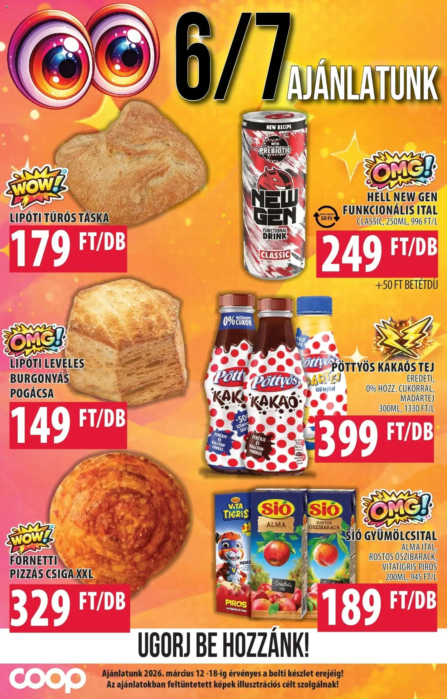 COOP Szolnok akciós ujság - amely érvényes a következő dátumtól: 12.03.2026 | Oldal: 3 | Termékek: Gyümölcsital, Tej, Pogácsa, Cukor