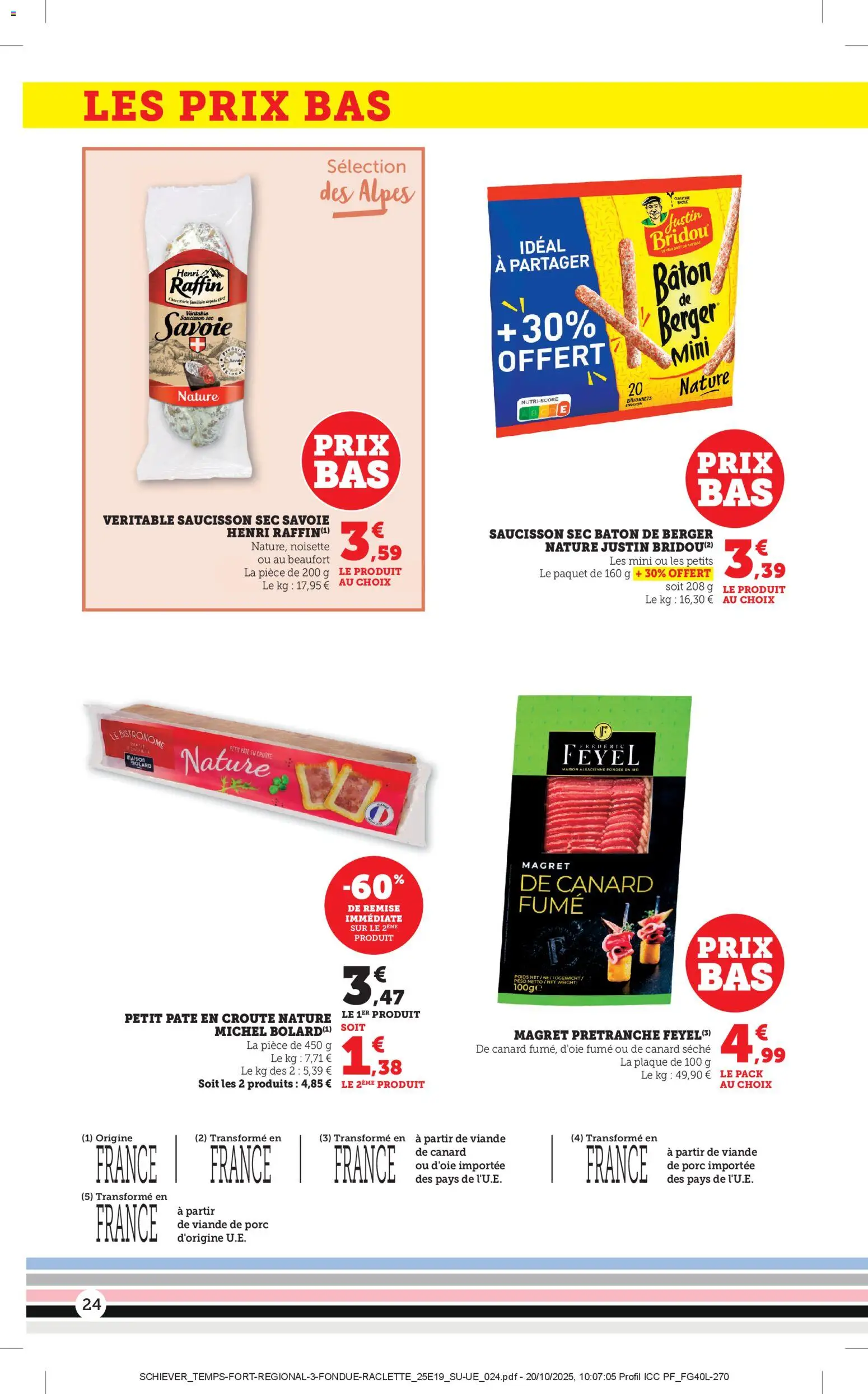 {H1} | Page: 24 | Produits: Saucisson, Saucisson sec, Noisette, Poids