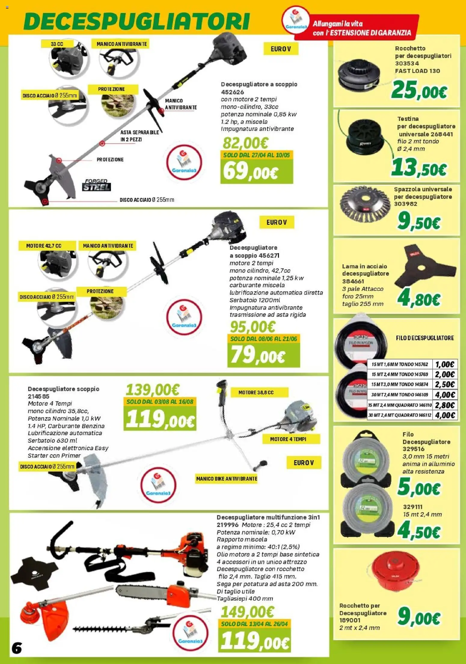 Volantino Orizzonte del 10.04.2026 | Pagina: 6 | Prodotti: Olio, Tagliasiepi, Disco, Alluminio