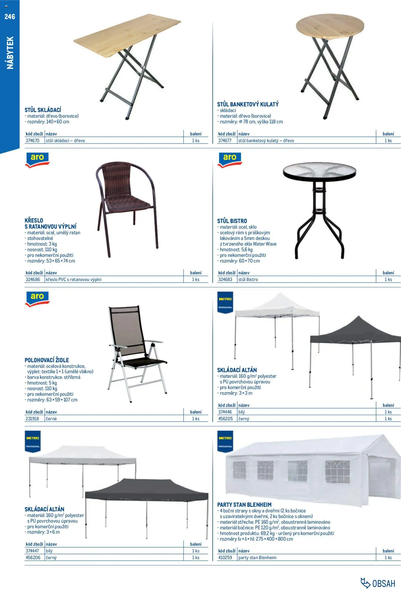 Makro leták - Gastro vybavení a zařízení od 01.02.2026 | Strana: 246 | Produkty: Nábytek, Křeslo, Židle, Párty stan