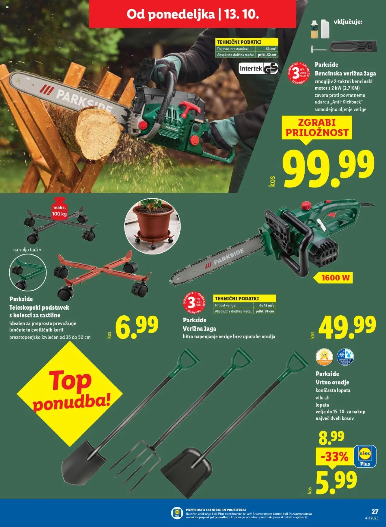 Novi Lidl katalog ponudbe – veljaven od 09.10.2025 | Stran: 53 | Izdelki: Verižna žaga, Orodje