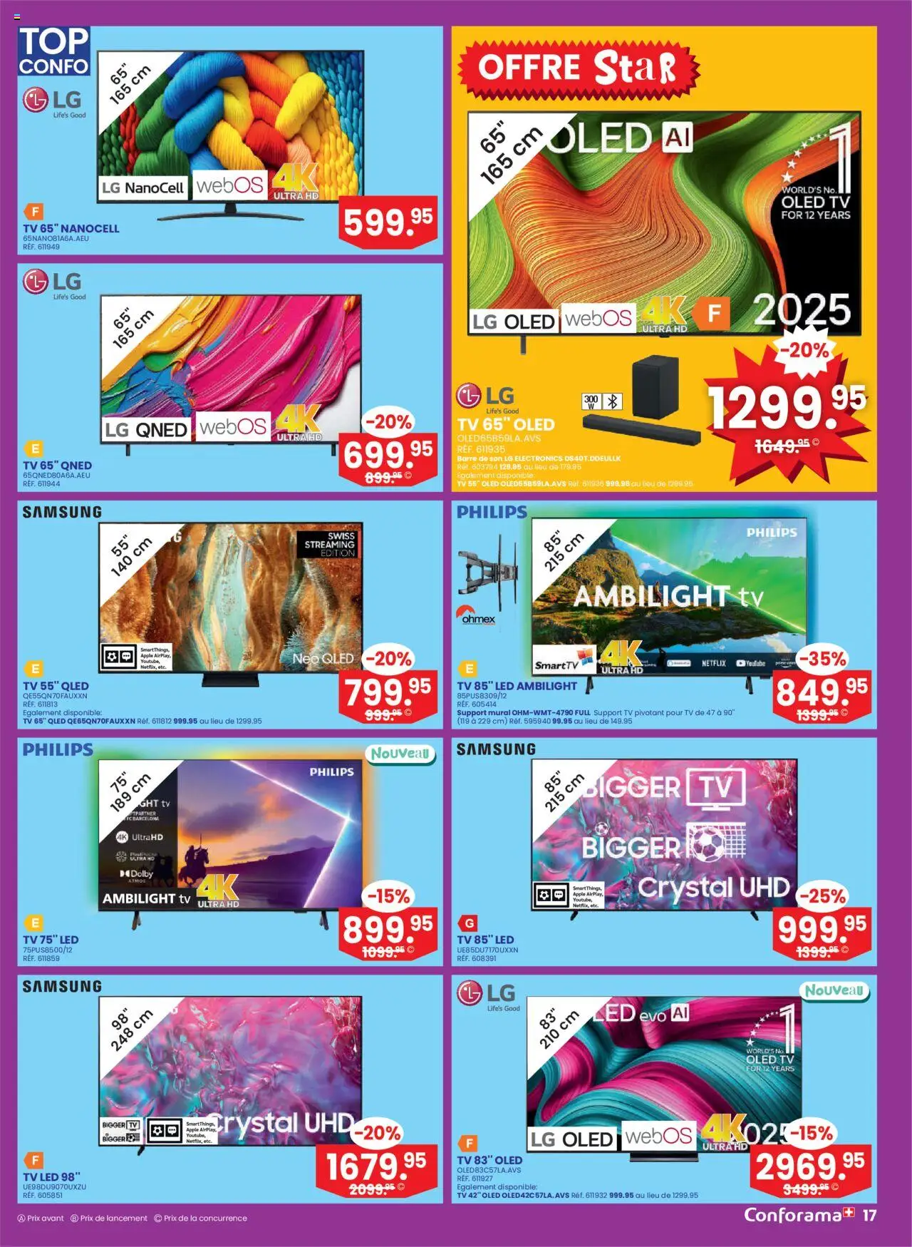 Conforama Aktionen FR – gültig ab 01.10.2025 | Seite: 17 | Produkte: TV, Apple, LG, Philips