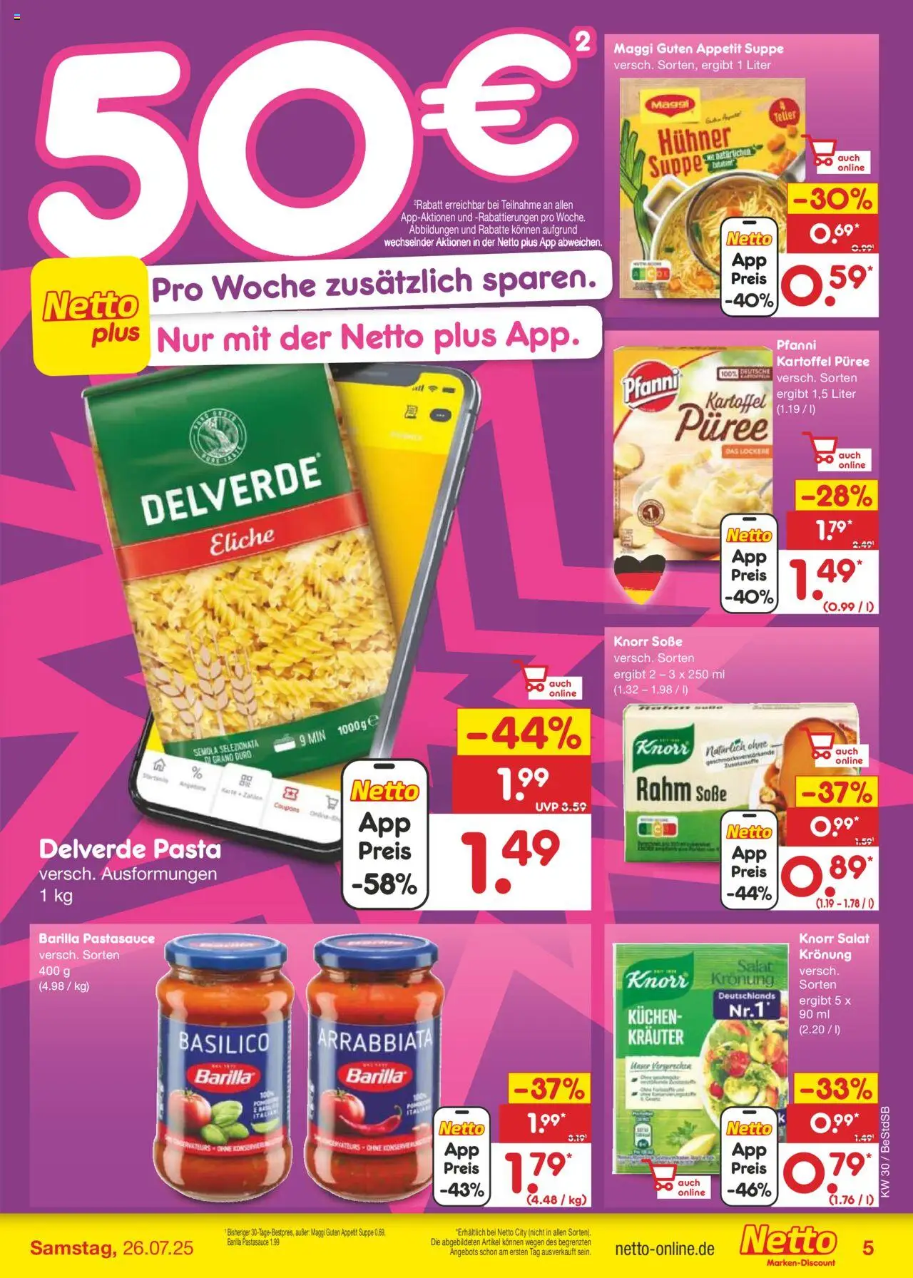 Netto Marken-Discount Prospekt 	 - gültig ab dem 21.07.2025 | Seite: 5 | Produkte: Maggi, Knorr, Pasta, Kuchen