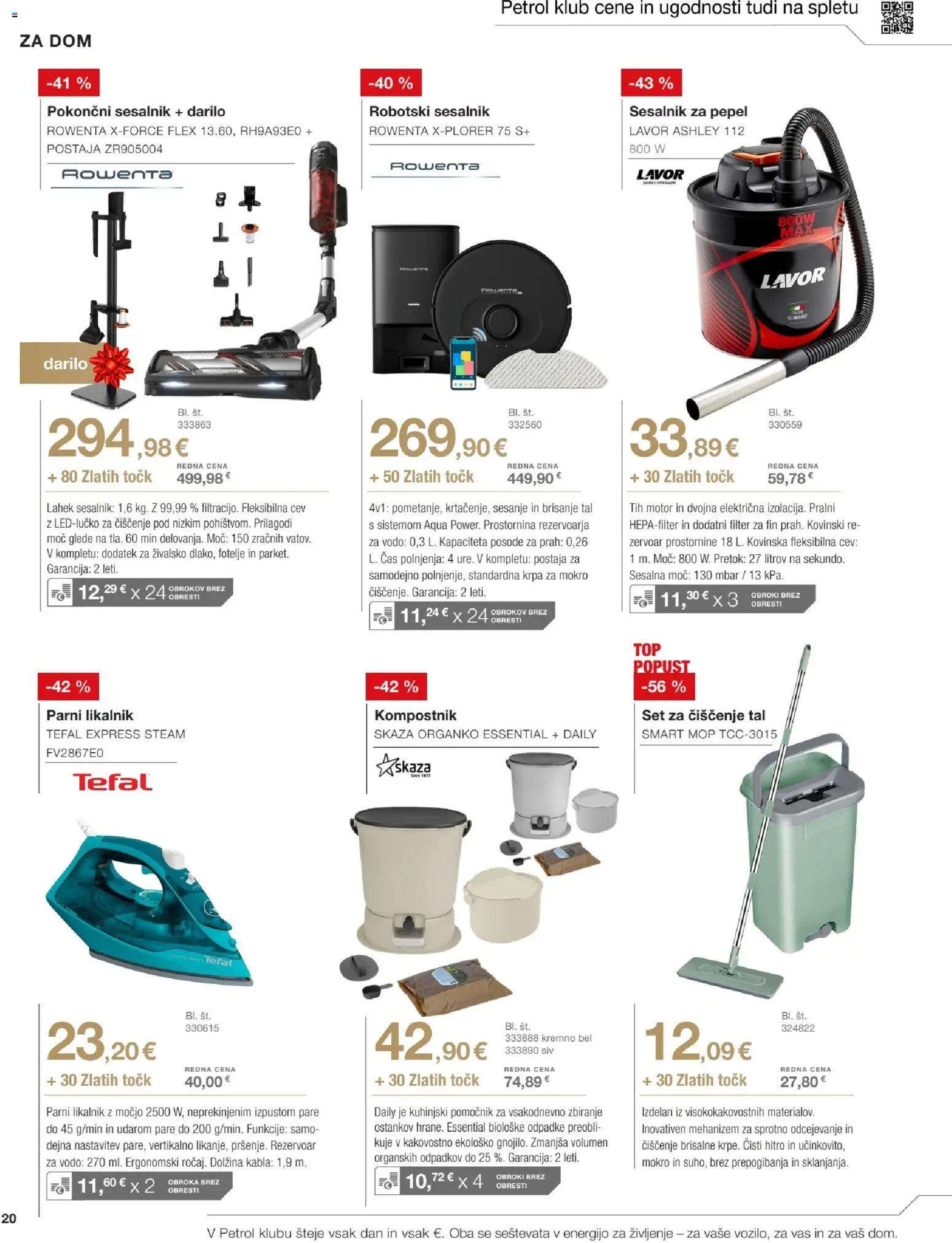 Novi Petrol katalog ponudbe – veljaven od 02.02.2026 | Stran: 20 | Izdelki: Likalnik, Sesalnik