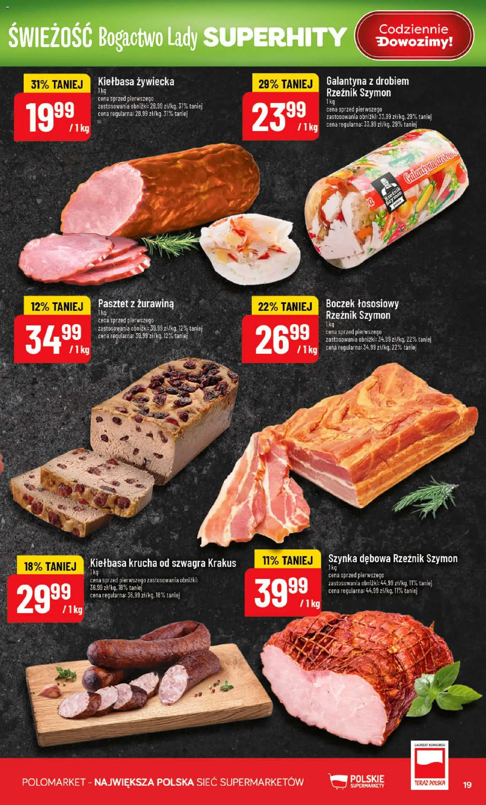POLOmarket gazetka od 08.04.2026 | Strona: 19 | Produkty: Kiełbasa, Szynka, Boczek, Żurawina