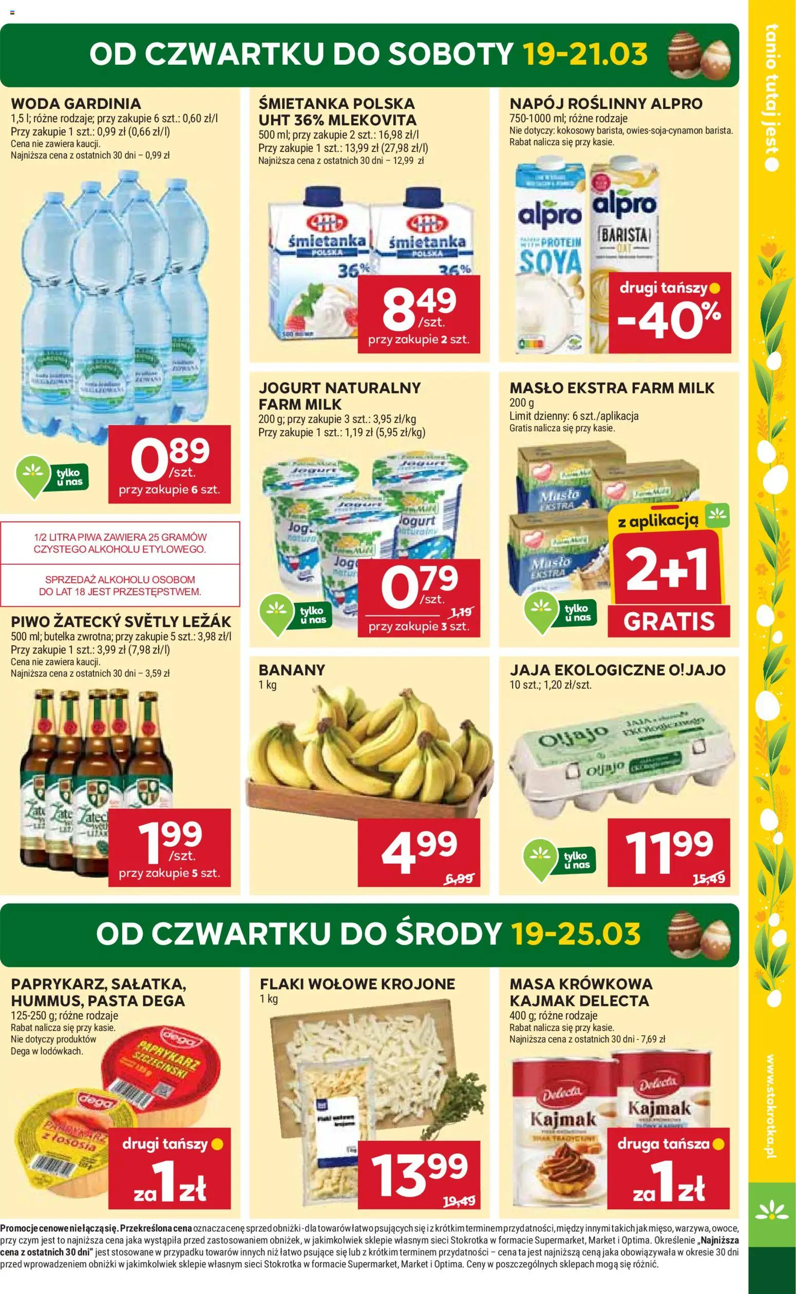 Stokrotka gazetka - Market od 19.03.2026 | Strona: 3 | Produkty: Jogurt naturalny, Leżak, Flaki, Piwo