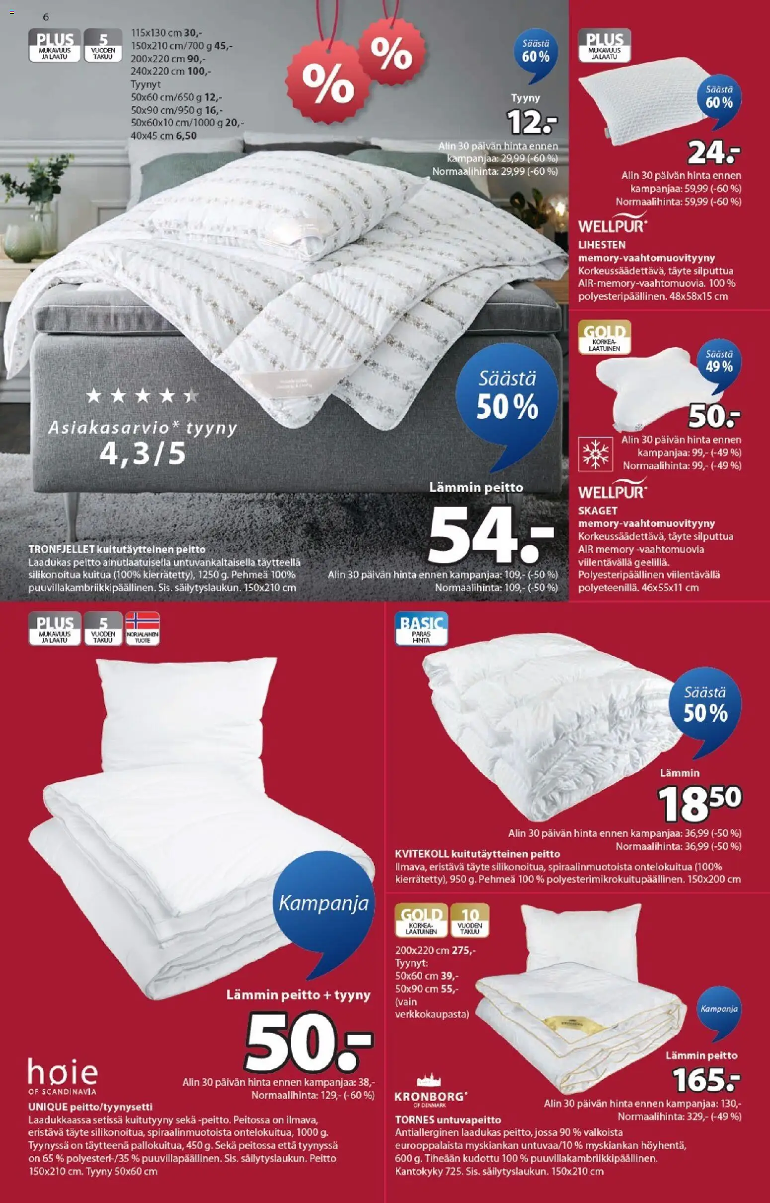 JYSK - Tarjoukset – voimassa 15.01.2026 alkaen | Sivu: 6 | Tuotteet: Tyynyt, Tyyny, Peitto