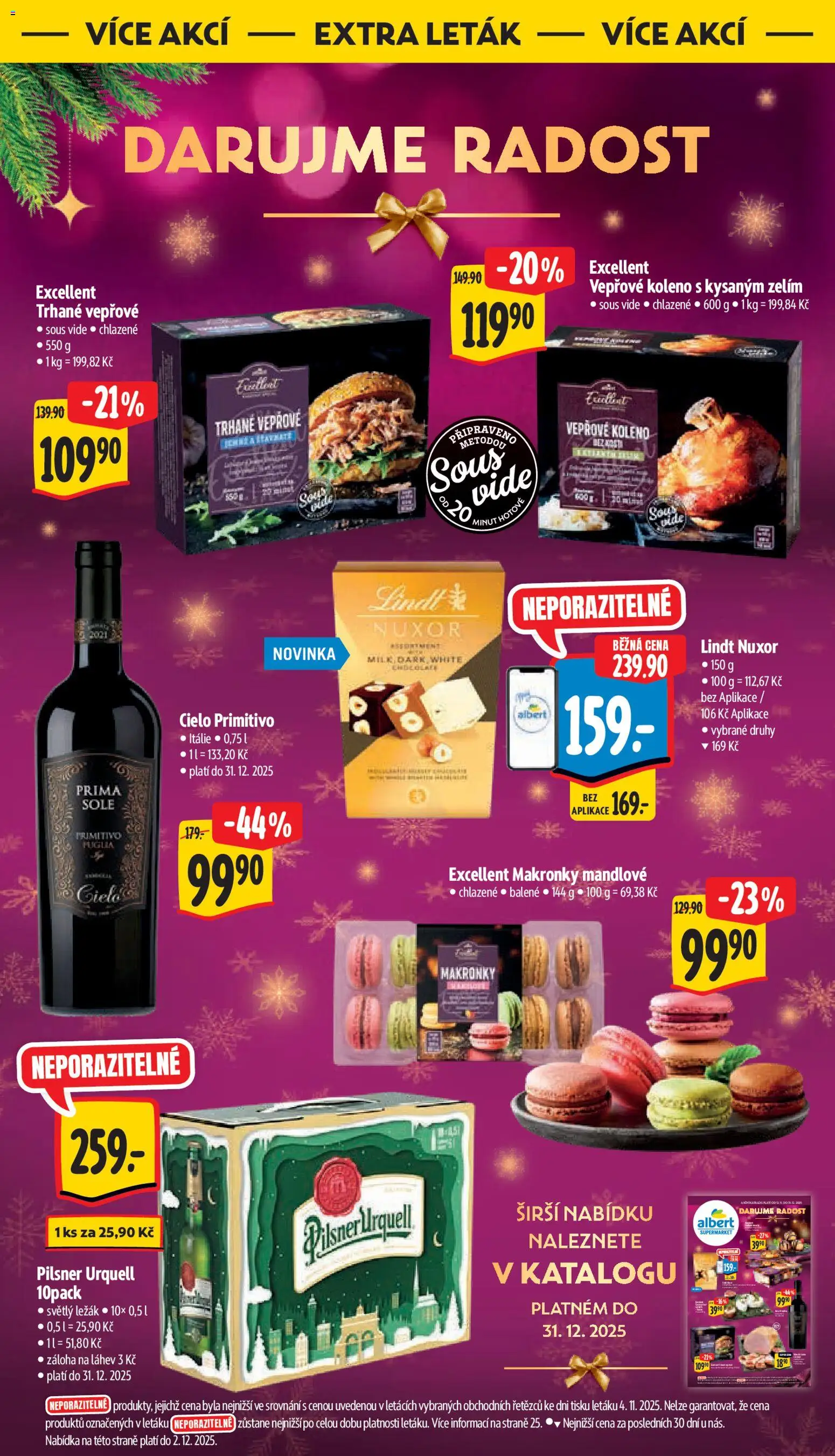 Albert leták - Supermarket od 26.11.2025 | Strana: 34 | Produkty: Lindt, Sous vide, Primitivo, Láhev