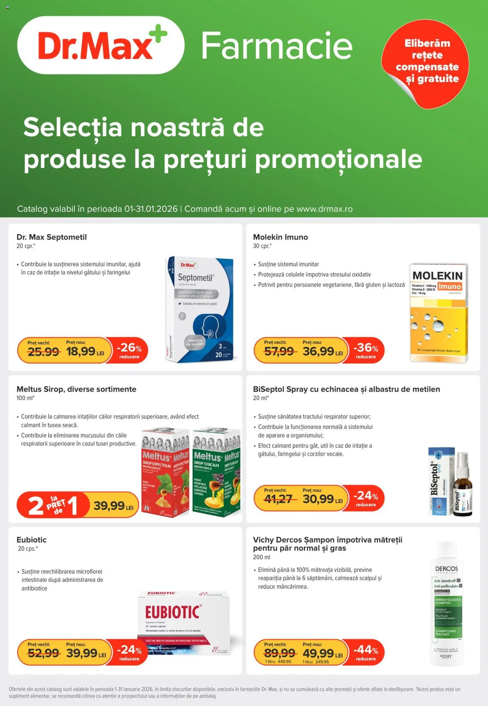 Noul catalog Dr.Max – valabil de la 01.01.2026 | Pagină: 1 | Produse: Albastru de metilen, Șampon, Sirop, Propolis
