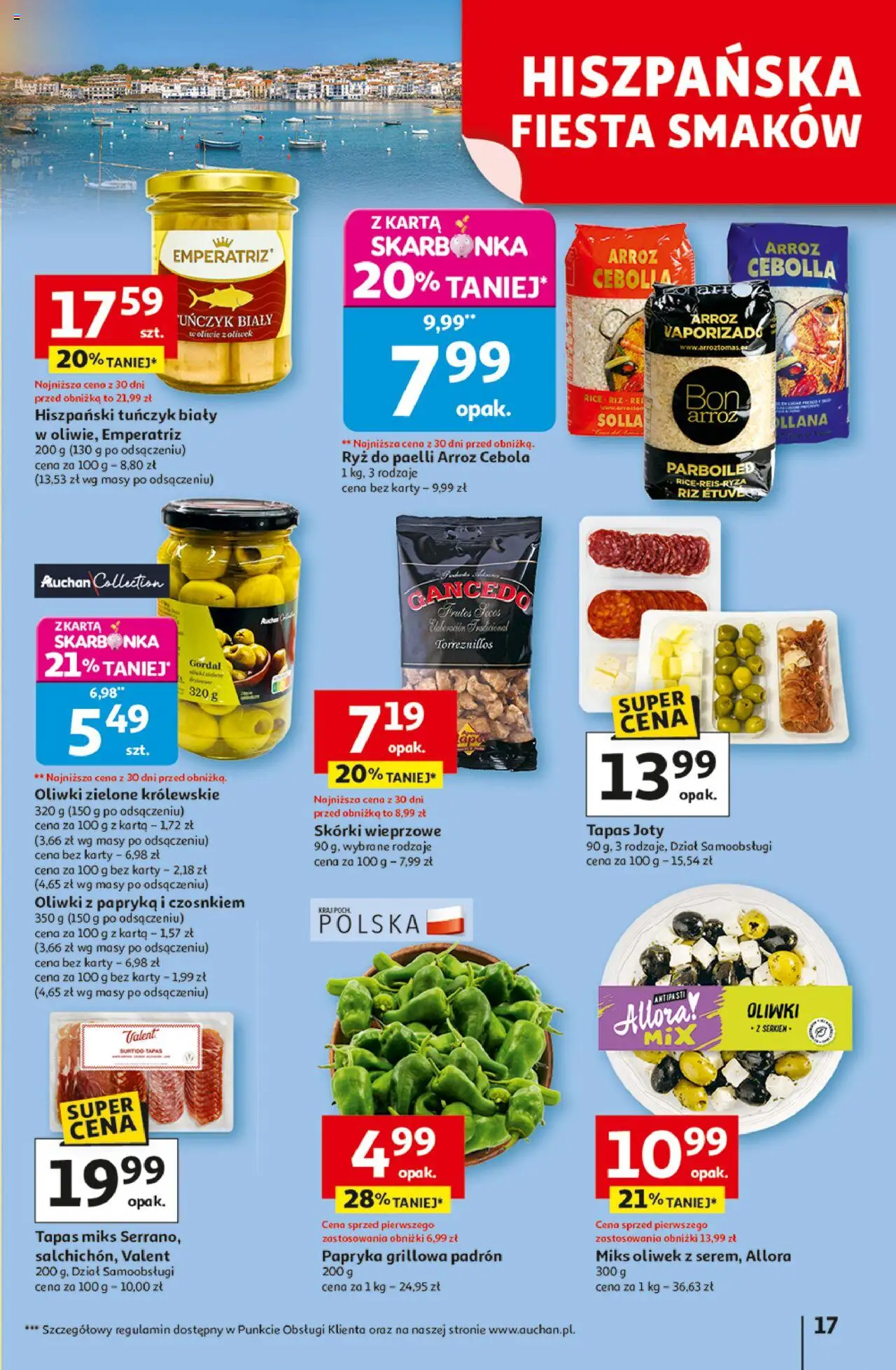 Auchan Gazetka - Pewność niskich cen Hipermarket od 07.08.2025 | Strona: 17 | Produkty: Karta, Oliwki zielone, Papryka, Tuńczyk