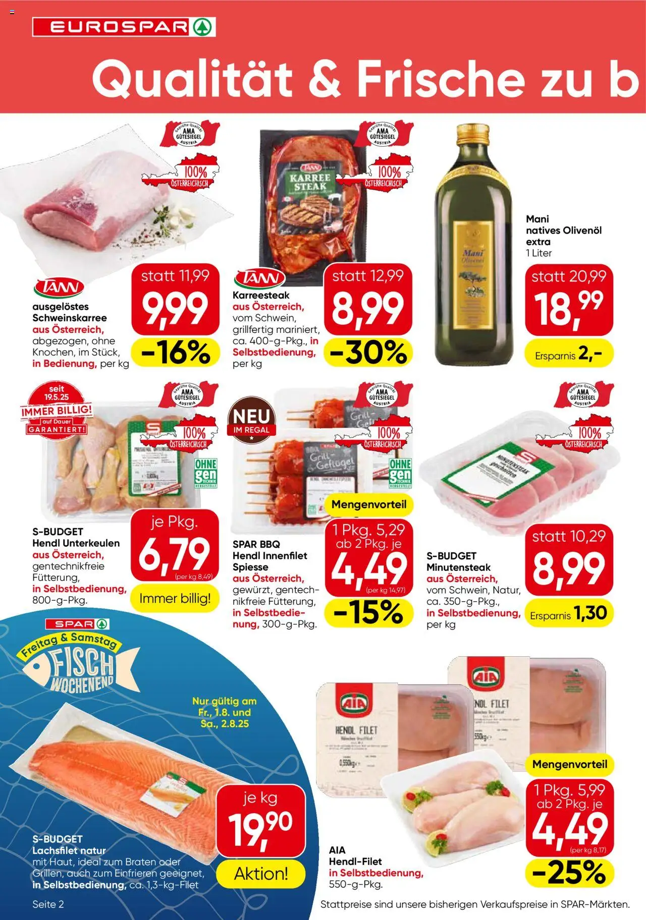 Eurospar Flugblatt - Salzburg gültig ab 31.07.2025 | Seite: 2 | Produkte: Grill, Regal, Fisch