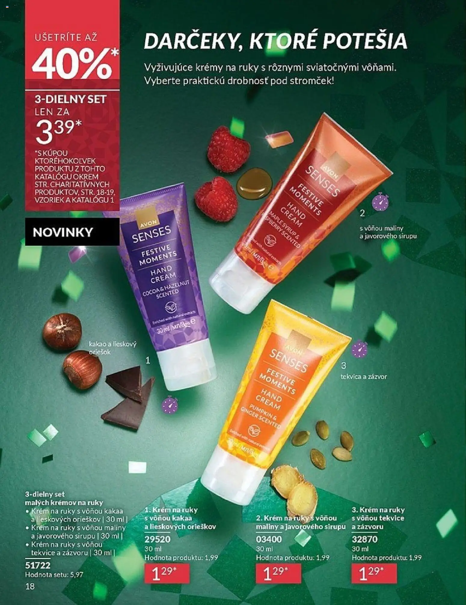 Nové Avon akcie – leták je platný od 01.12.2025 | Strana: 18 | Produkty: Zázvor, Krém na ruky, Krém, Maliny