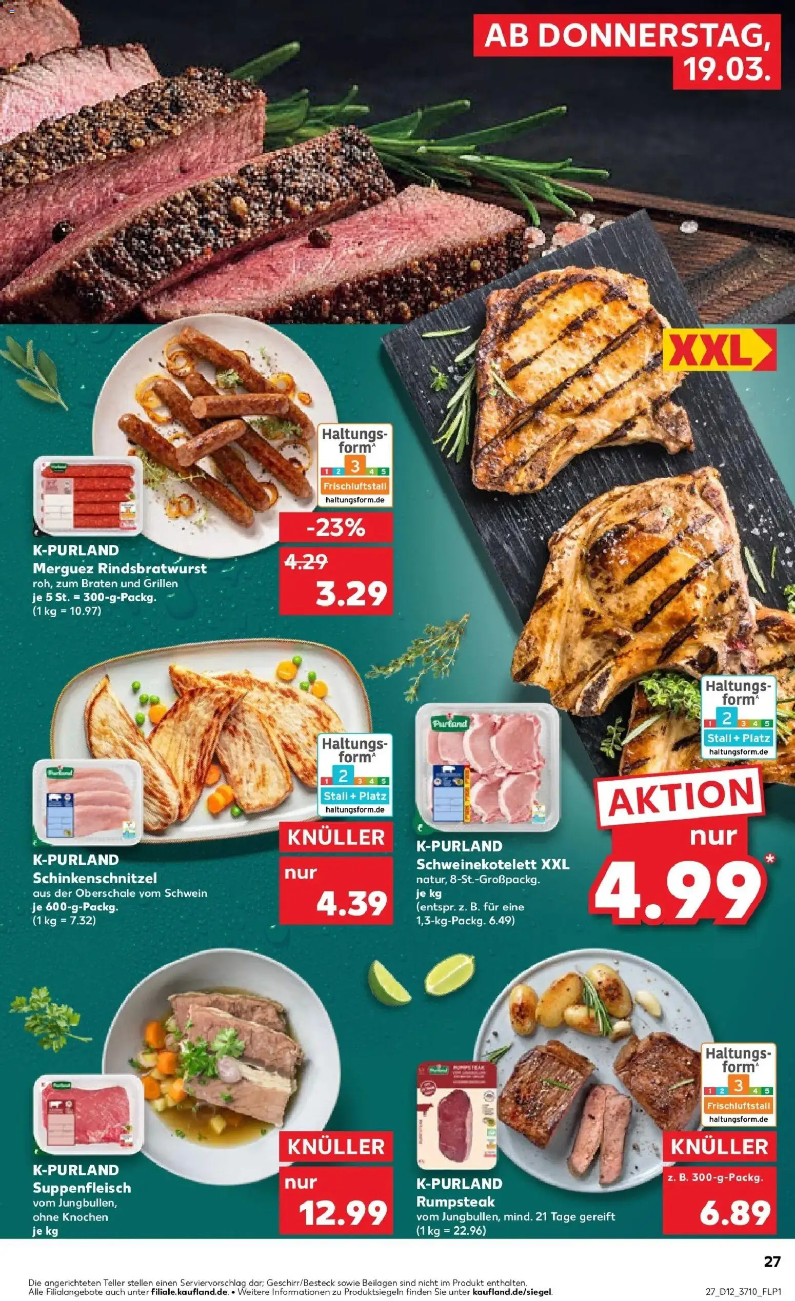 Kaufland Prospekt Lübbenau	 – gültig ab 19.03.2026 | Seite: 27 | Produkte: Rumpsteak, Suppenfleisch, Steak