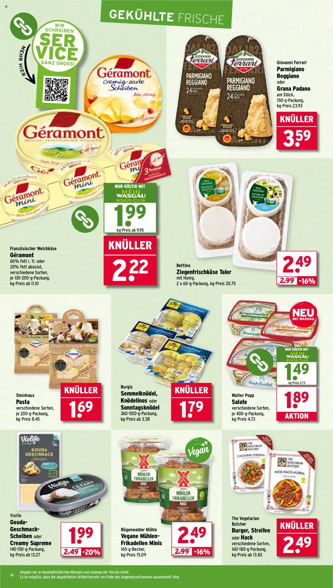Wasgau Prospekt 	 - gültig ab dem 28.07.2025 | Seite: 14 | Produkte: Geramont, Mühle, Gouda, Pasta