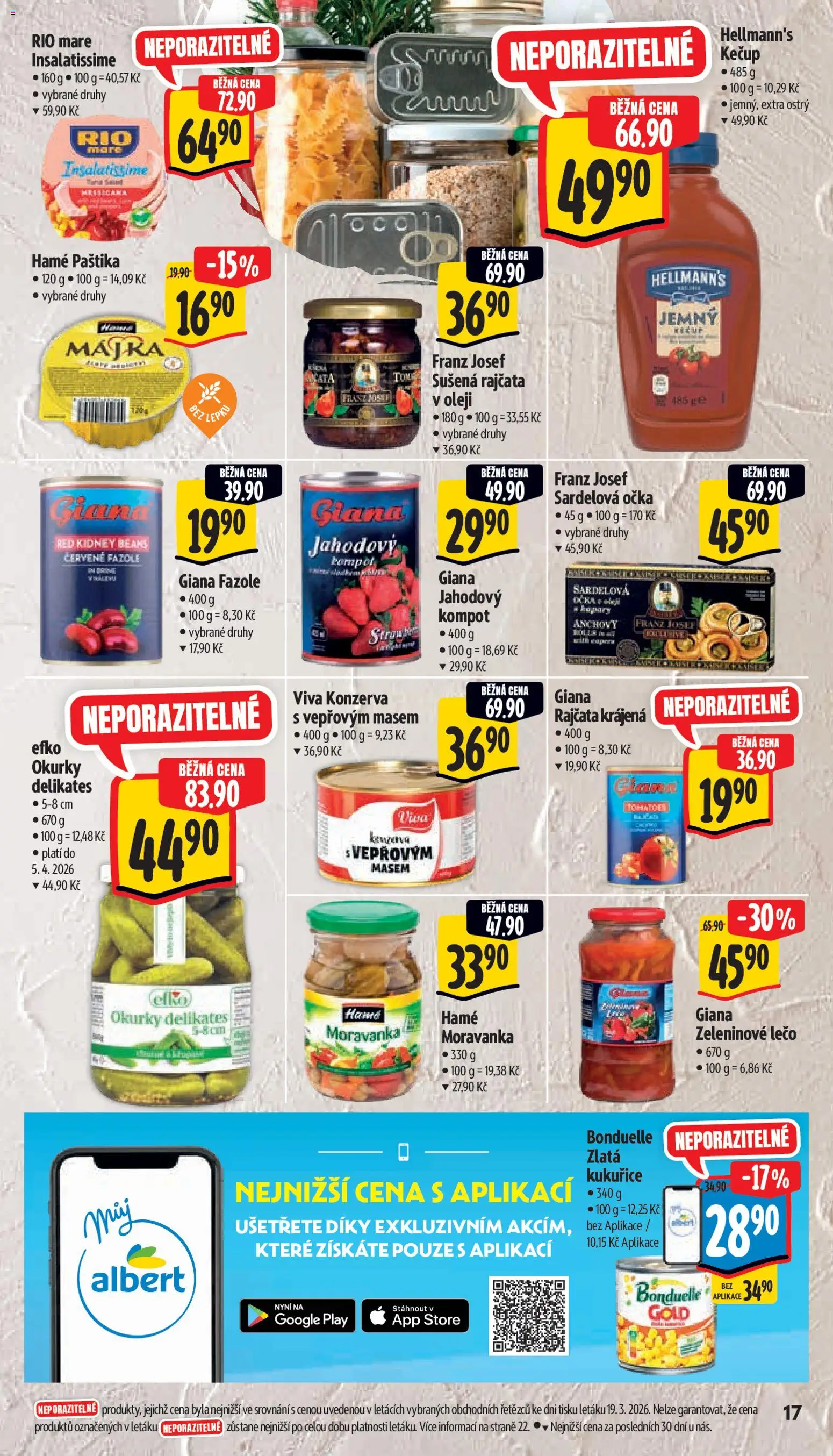 Albert leták - Supermarket od 25.03.2026 | Strana: 27 | Produkty: Kompot, Okurky, Hellmann's, Paštika