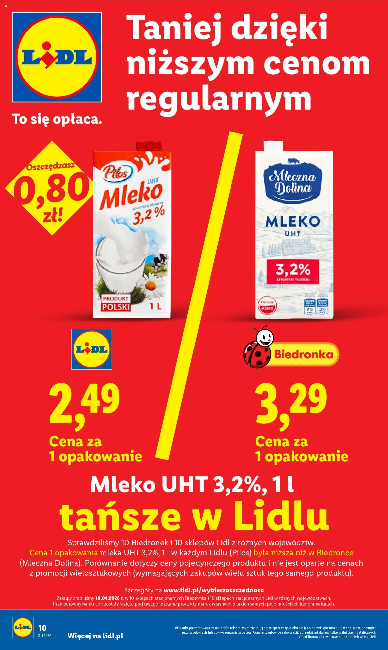 Lidl gazetka od 16.04.2026 | Strona: 10 | Produkty: Mleka, Mleko