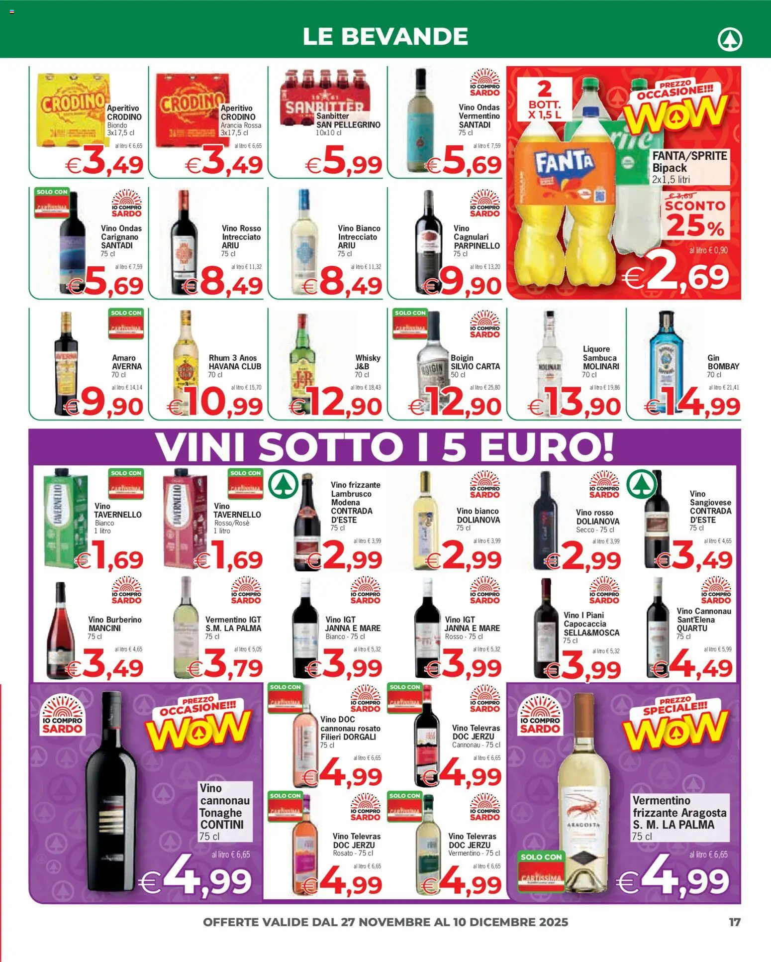 Volantino Eurospar del 27.11.2025 | Pagina: 17 | Prodotti: Whisky, Fanta, Amaro, Aperitivo