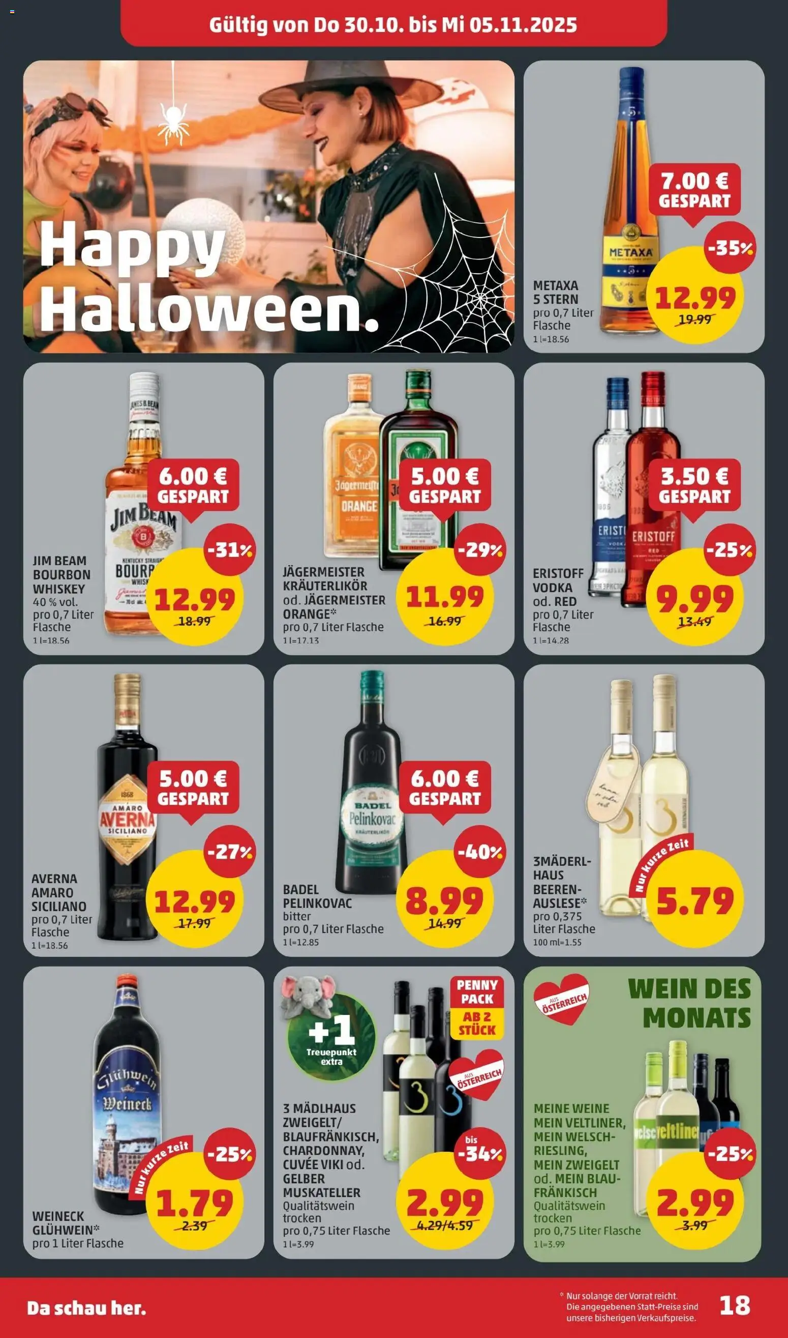 Penny Markt Flugblatt gültig ab 30.10.2025 | Seite: 18 | Produkte: Whiskey, Wein, Bourbon