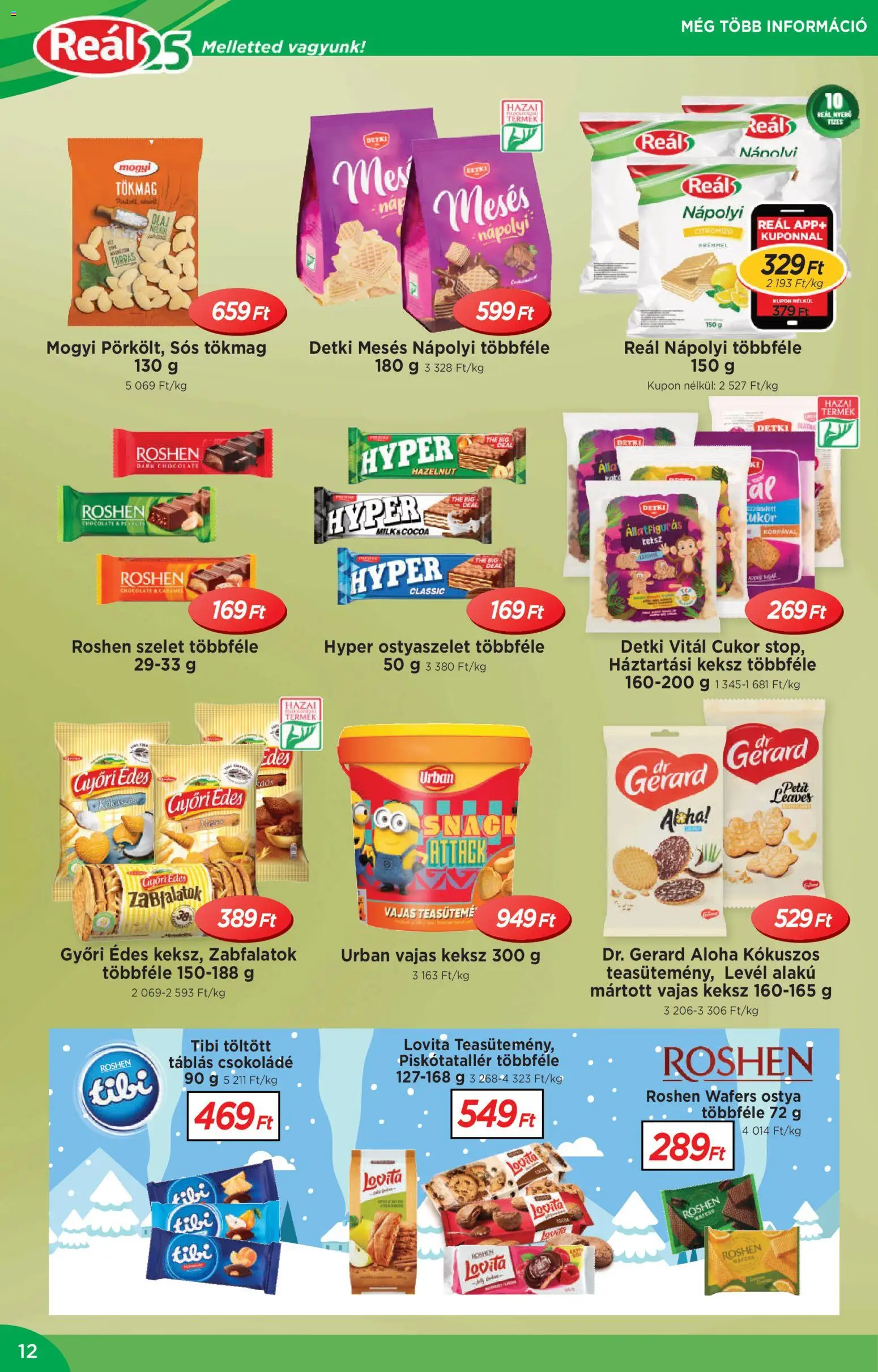 Reál akciós ujság - amely érvényes a következő dátumtól: 04.02.2026 | Oldal: 12 | Termékek: Tökmag, Háztartási keksz, Keksz, Cukor