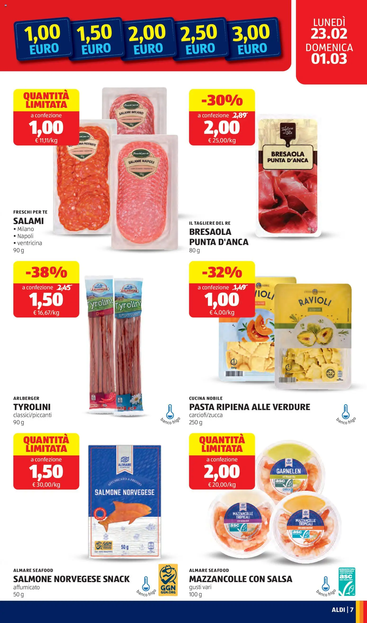 Volantino Aldi del 23.02.2026 | Pagina: 7 | Prodotti: Tè, Bresaola, Pasta, Tagliere