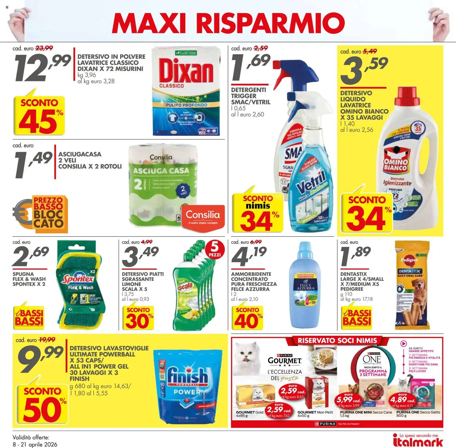 Volantino Italmark del 08.04.2026 | Pagina: 5 | Prodotti: Spugna, Ammorbidente, Limone, Lavatrice