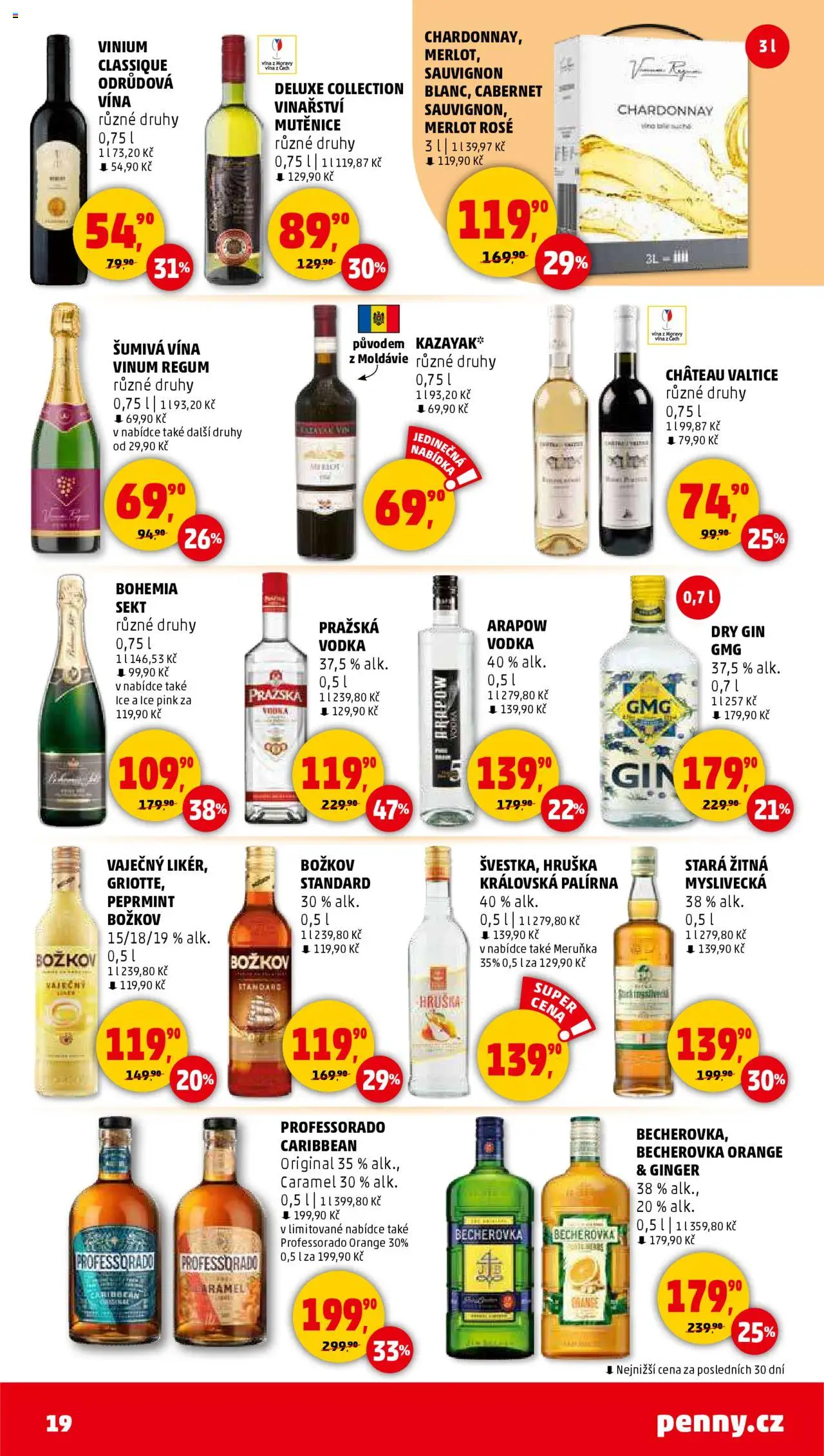 Penny Market leták - Čtvrtečník od 03.07.2025 | Strana: 19 | Produkty: Merlot, Brandy, Božkov, Becherovka