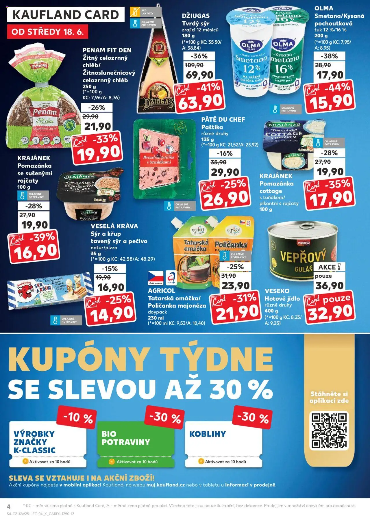 Kaufland leták od 18.06.2025 | Strana: 4 | Produkty: Sýr, Chléb, Pomazánka, Guláš
