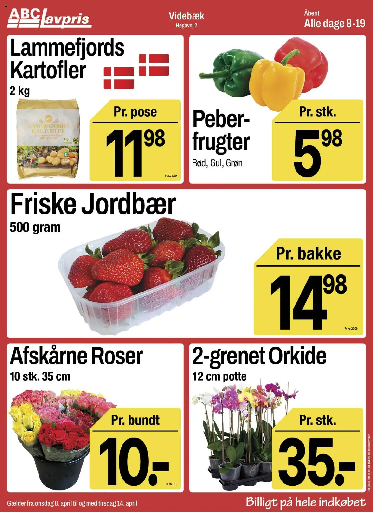 Abc Lavpris tilbudsavis – gyldig fra 08.04.2026 | Side: 2 | Produkter: Jordbær, Kartofler, Peber