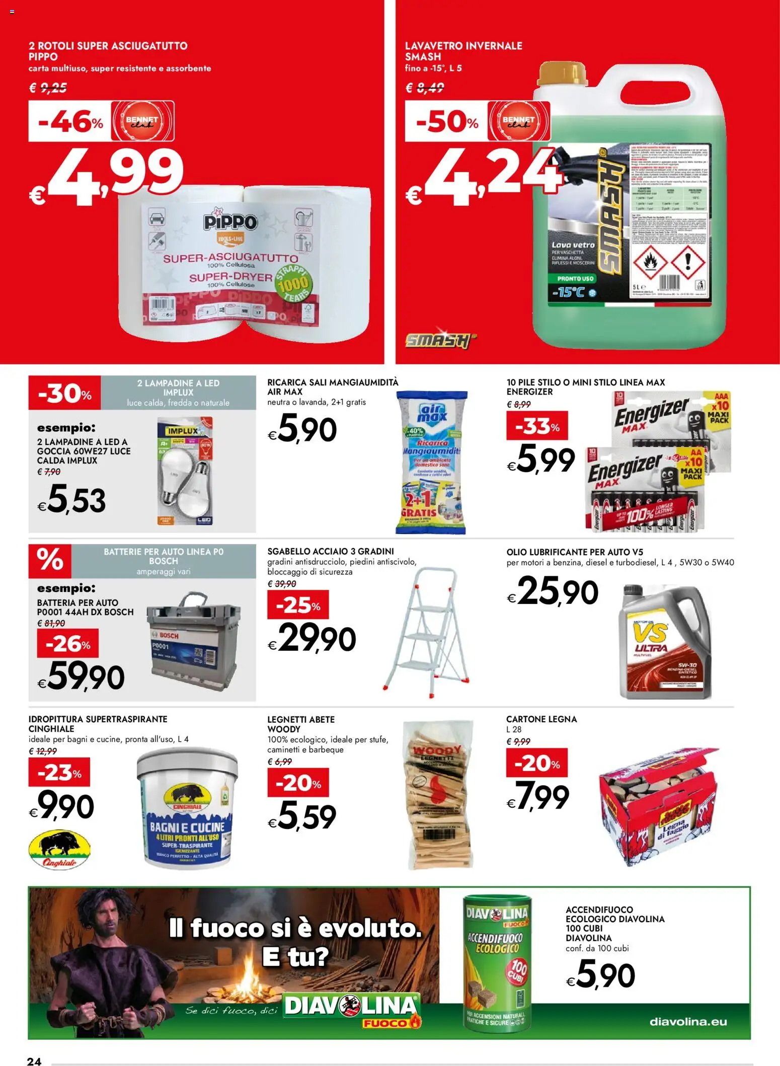 Volantino bennet del 06.11.2025 | Pagina: 24 | Prodotti: Pile, Olio, Asciugatutto, Batteria