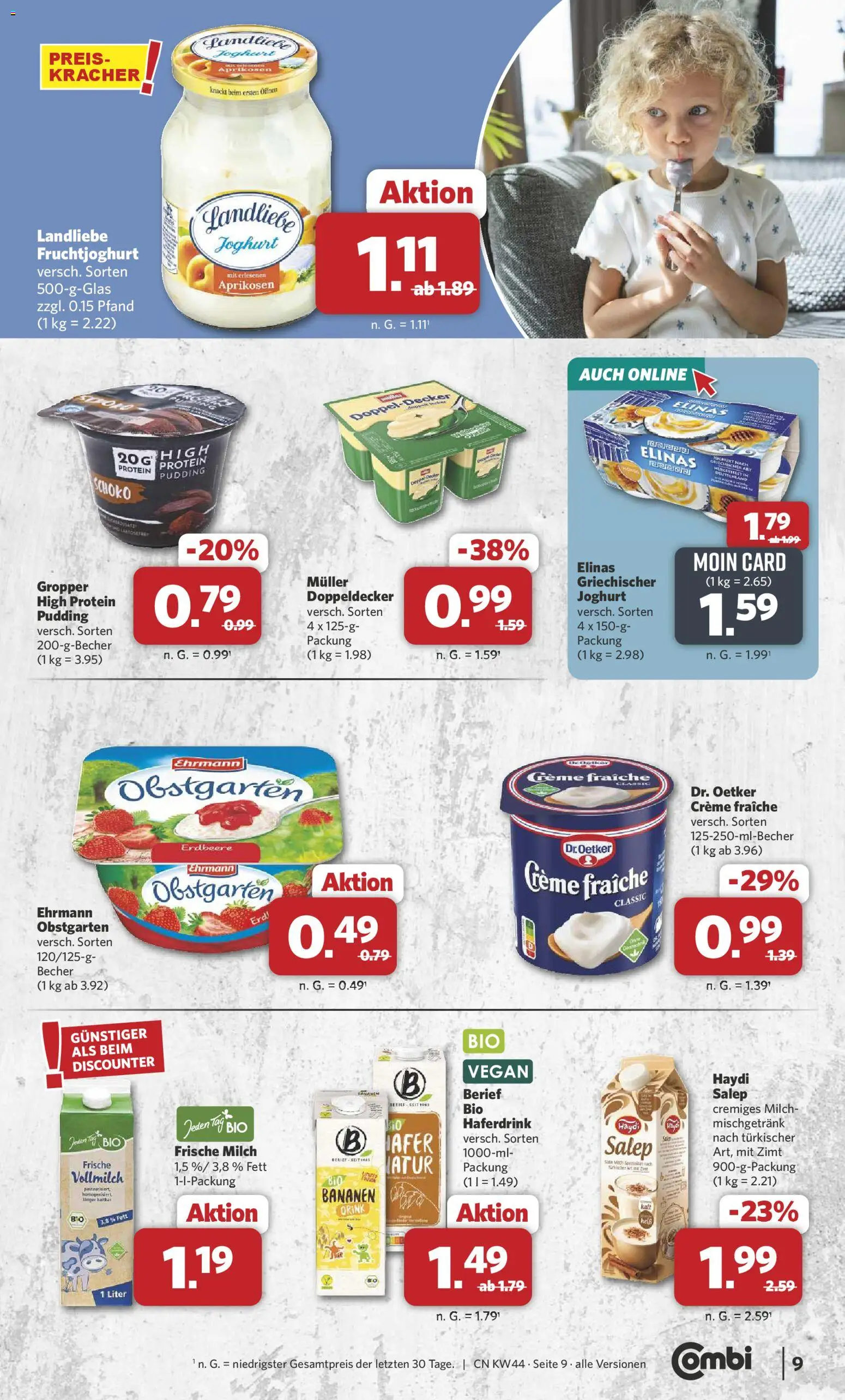 Combi Prospekt 	 – gültig ab 27.10.2025 | Seite: 9 | Produkte: Milch, Joghurt, Bananen, Fruchtjoghurt