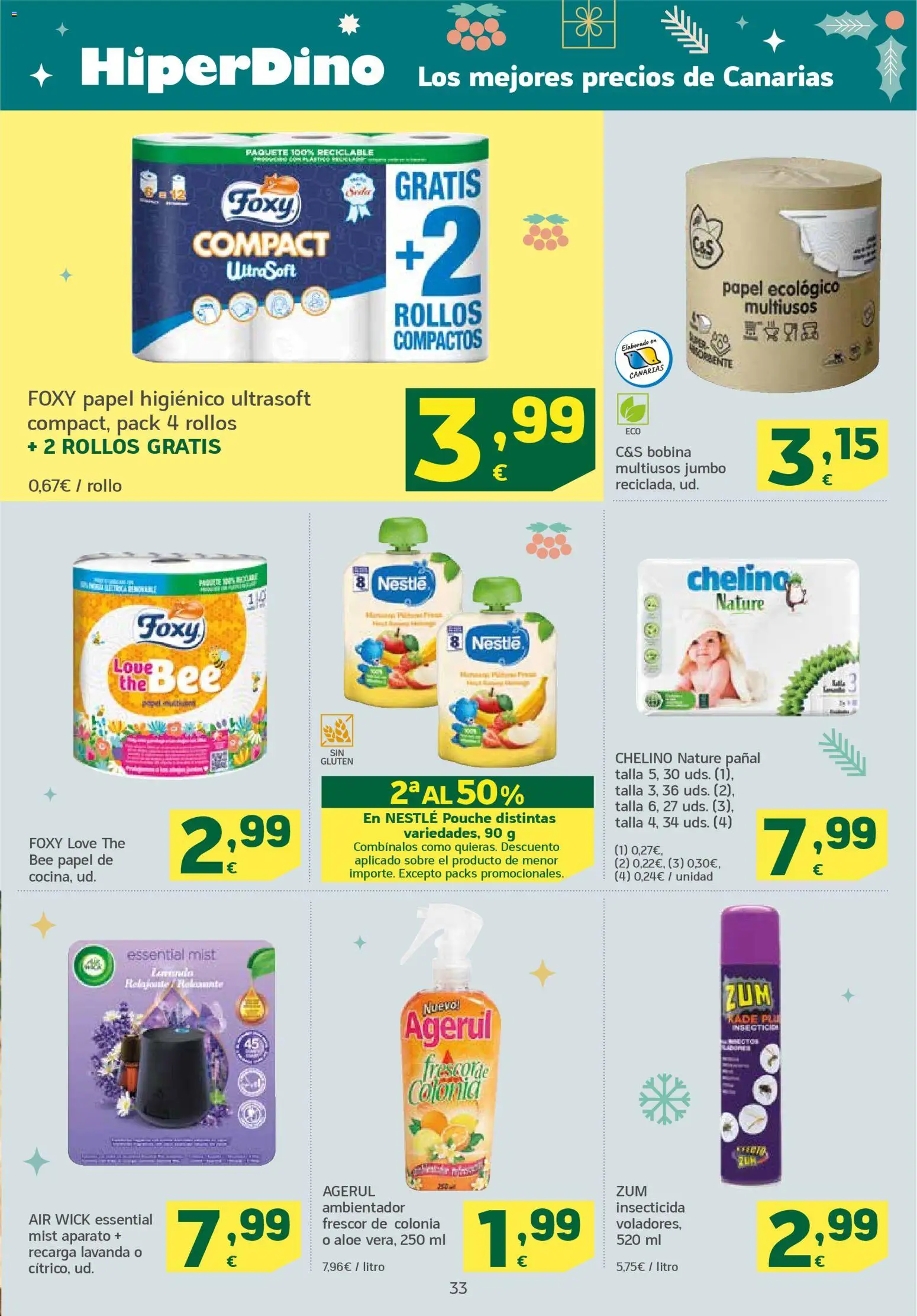 HiperDino folleto │ válido desde el 25.11.2025 | Página: 33 | Productos: Colonia, Papel higienico