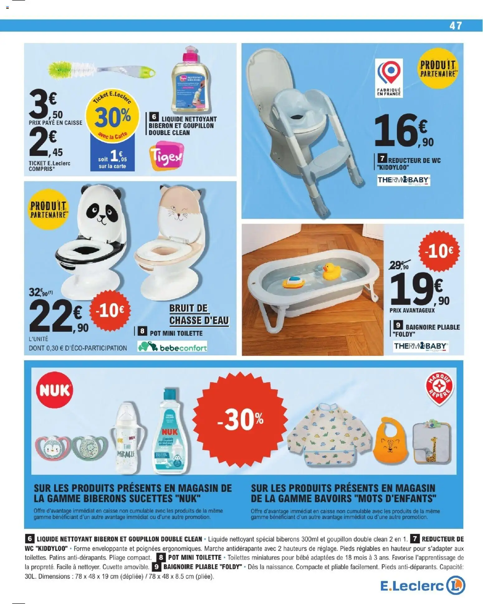 {H1} | Page: 47 | Produits: Biberon, Poignées, Toilettes, Baignoire