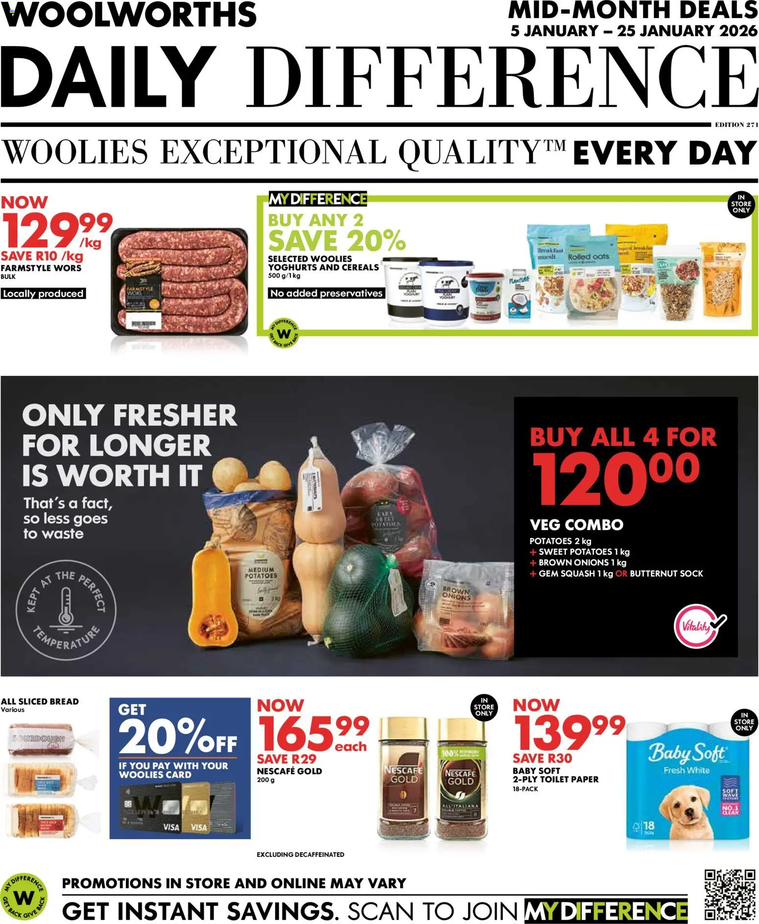 New Woolworths catalogue – valid from 05.01.2026 | Page: 1 | Products: Squash, Toilet, Bread, Onions