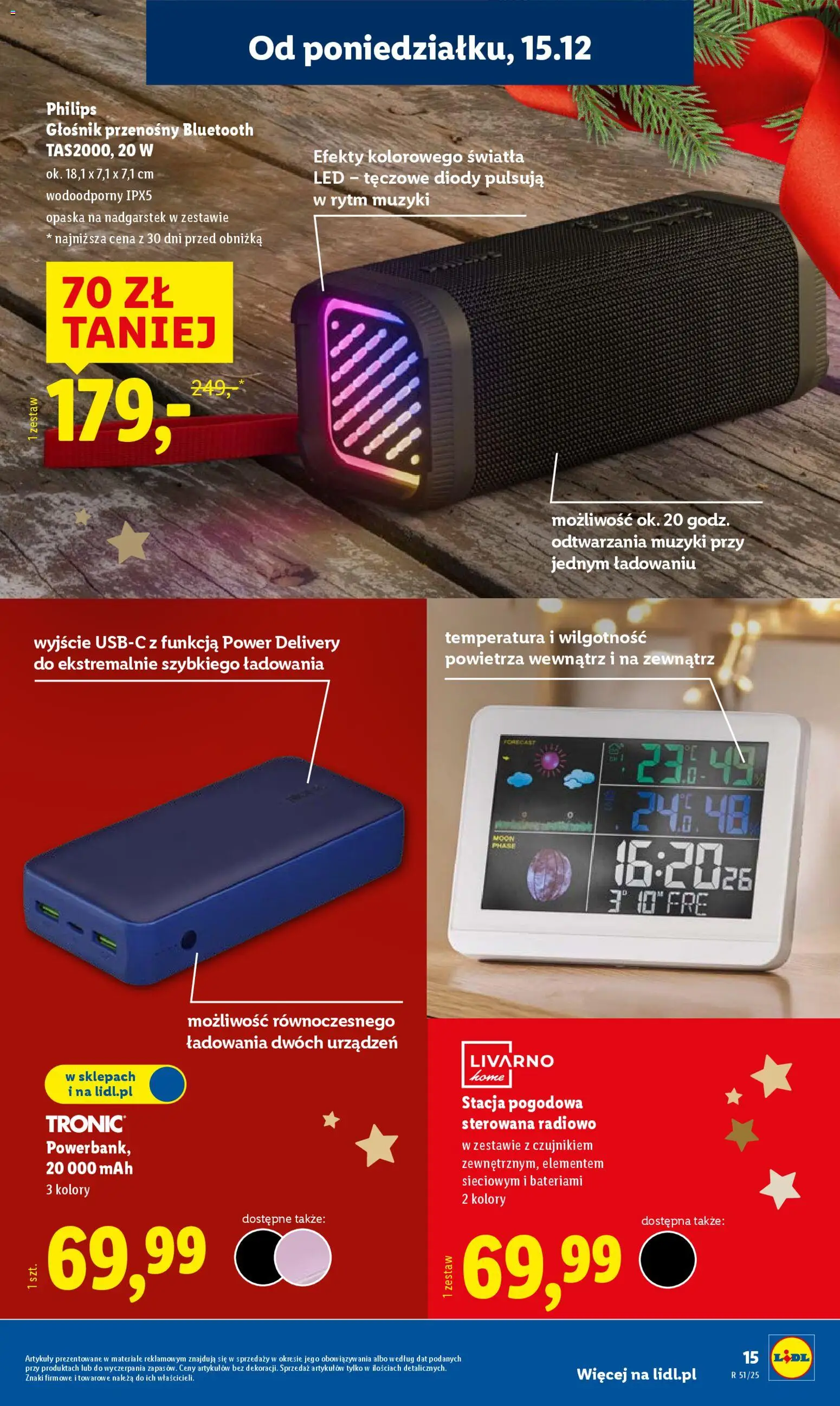 Lidl Katalog od 15.12.2025 | Strona: 19 | Produkty: Stacja pogodowa, Głośnik, Powerbank