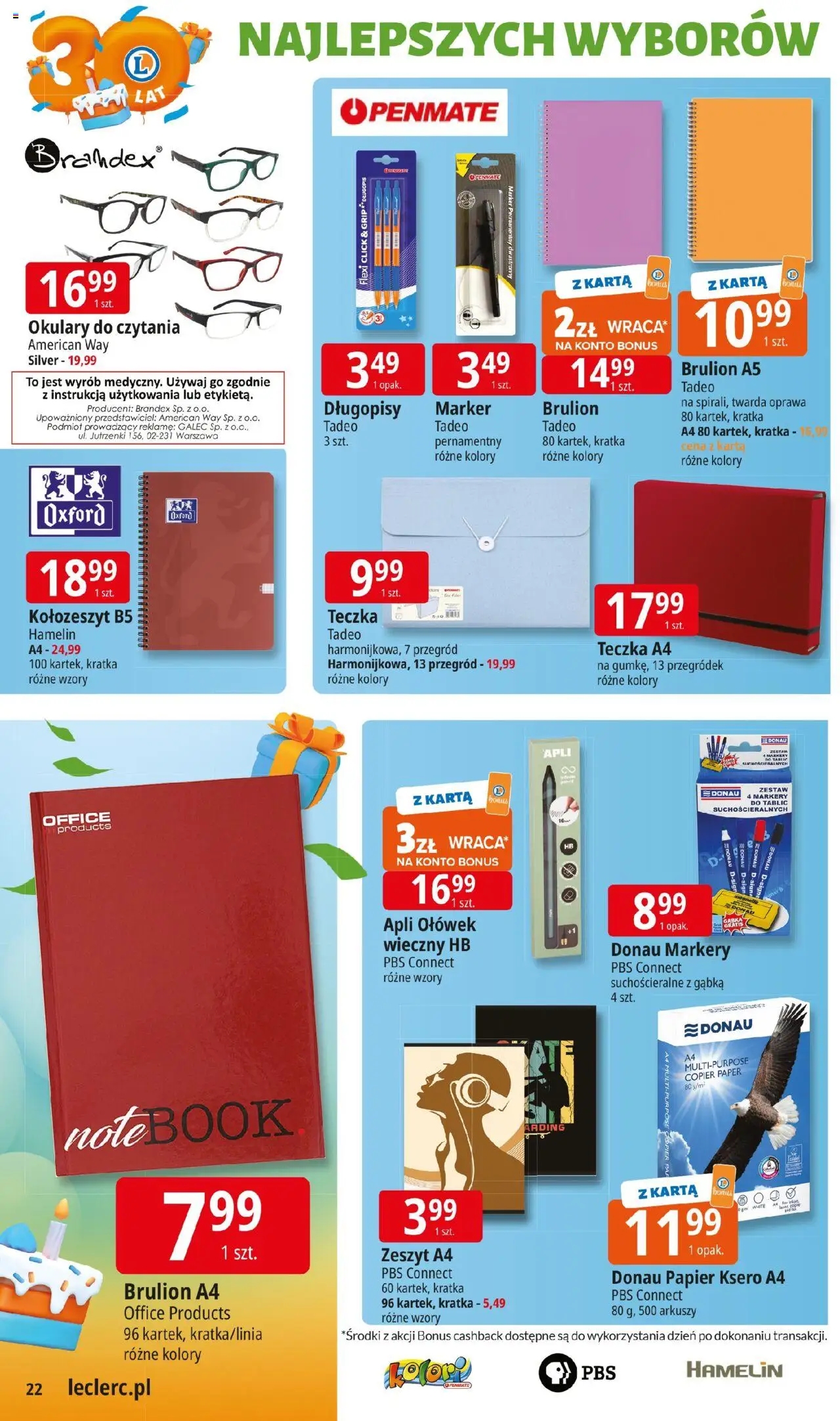 E.Leclerc Gazetka - Warszawa Jerozolimskie od 16.09.2025 | Strona: 22 | Produkty: Karta, Notebook, Zeszyt, Papier ksero