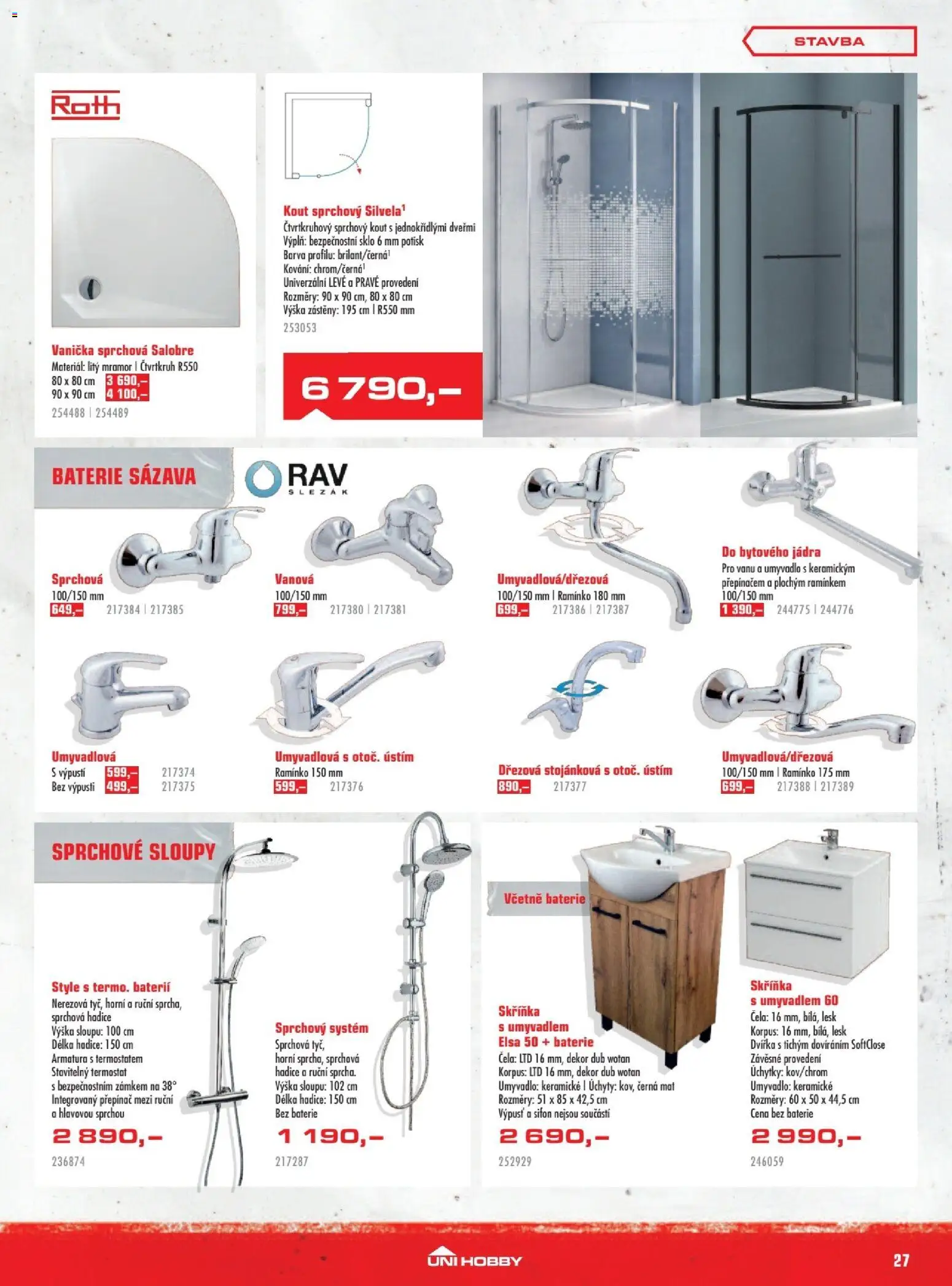 Uni Hobby leták od 05.03.2026 | Strana: 27 | Produkty: Sprchová hadice, Skříňka, Umyvadlo, Baterie