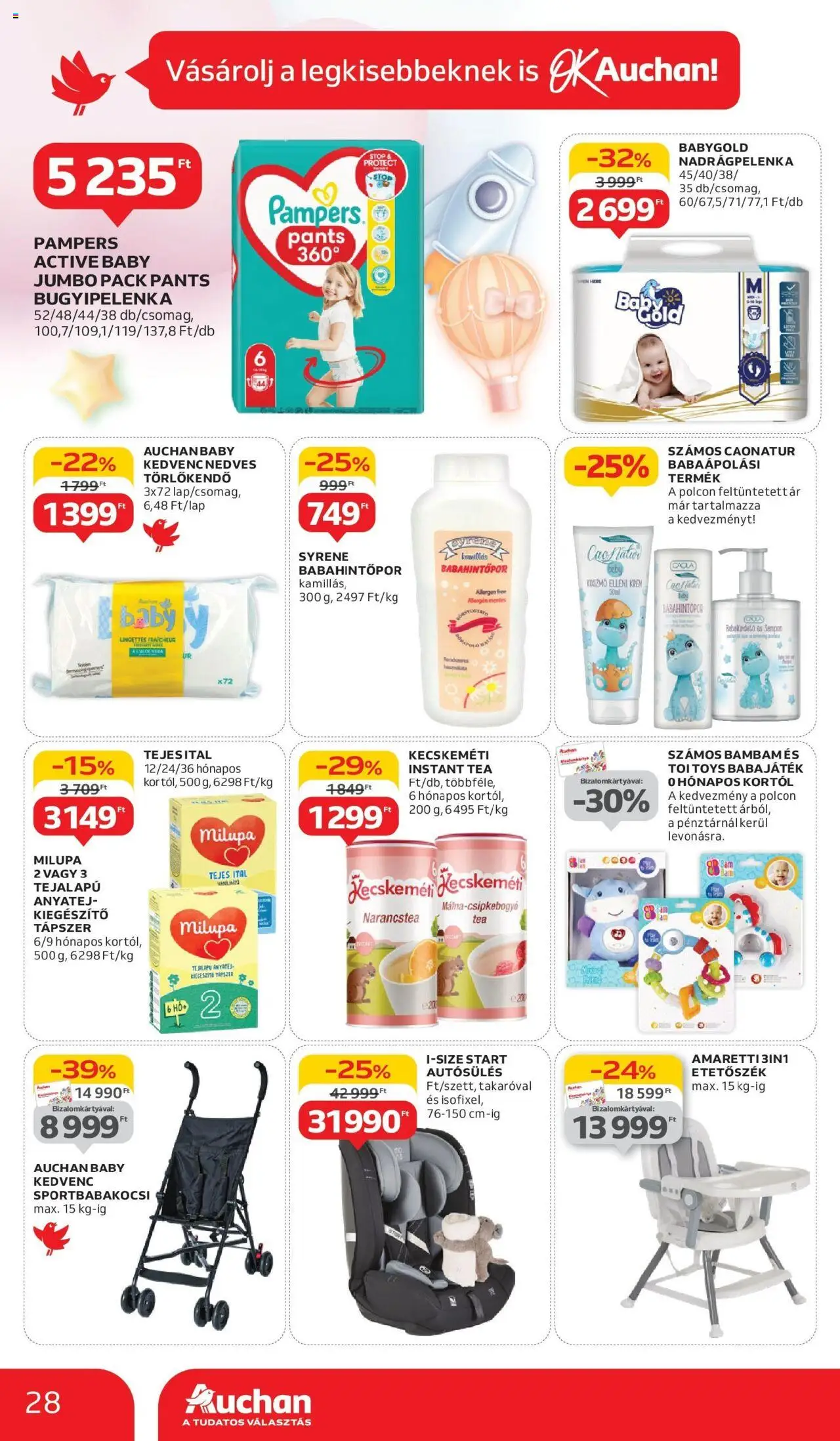 Auchan akciós ujság - amely érvényes a következő dátumtól: 29.05.2025 | Oldal: 28 | Termékek: Pampers, Törlőkendő, Nedves törlőkendő, Tea