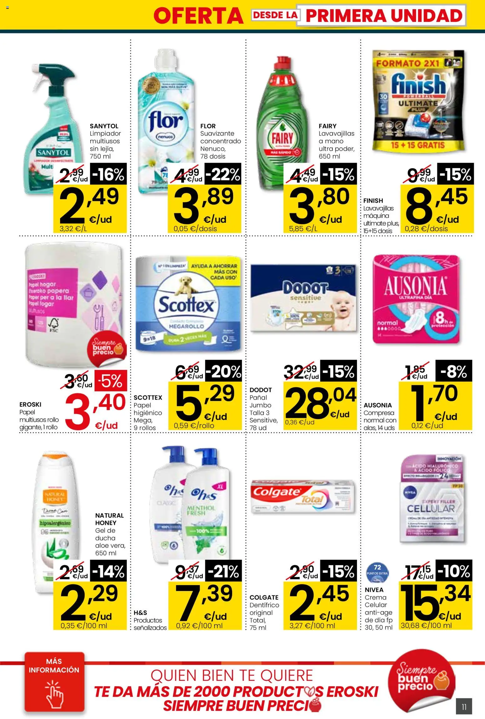 Eroski - Viste tu cesta de primavera City │ válido desde el 12.03.2026 | Página: 11 | Productos: Papel higienico, Crema, Té, Lavavajillas