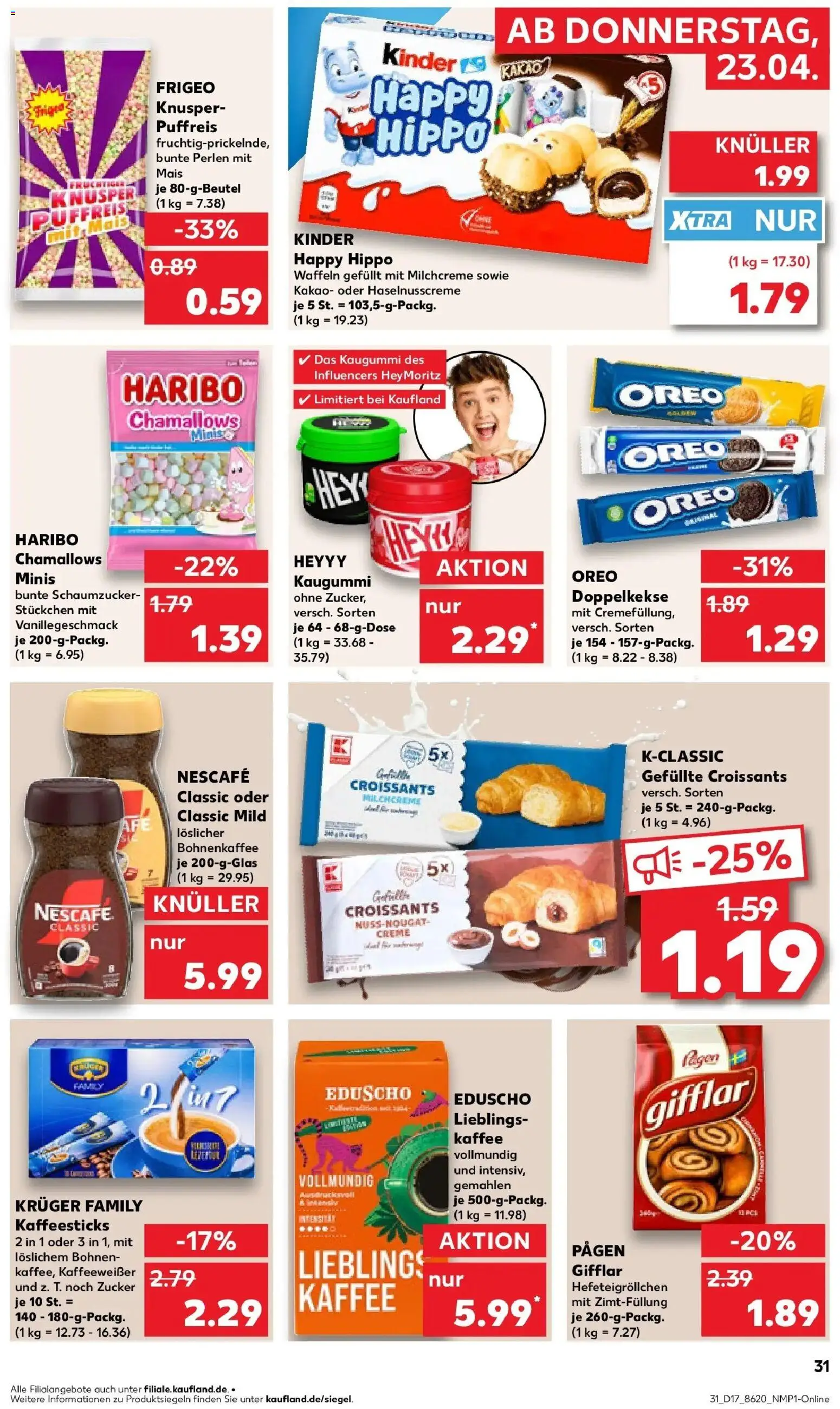 Kaufland Prospekt Menden (Sauerland)	 – gültig ab 23.04.2026 | Seite: 31 | Produkte: Nescafe, Waffeln, Nescafe classic, Eduscho