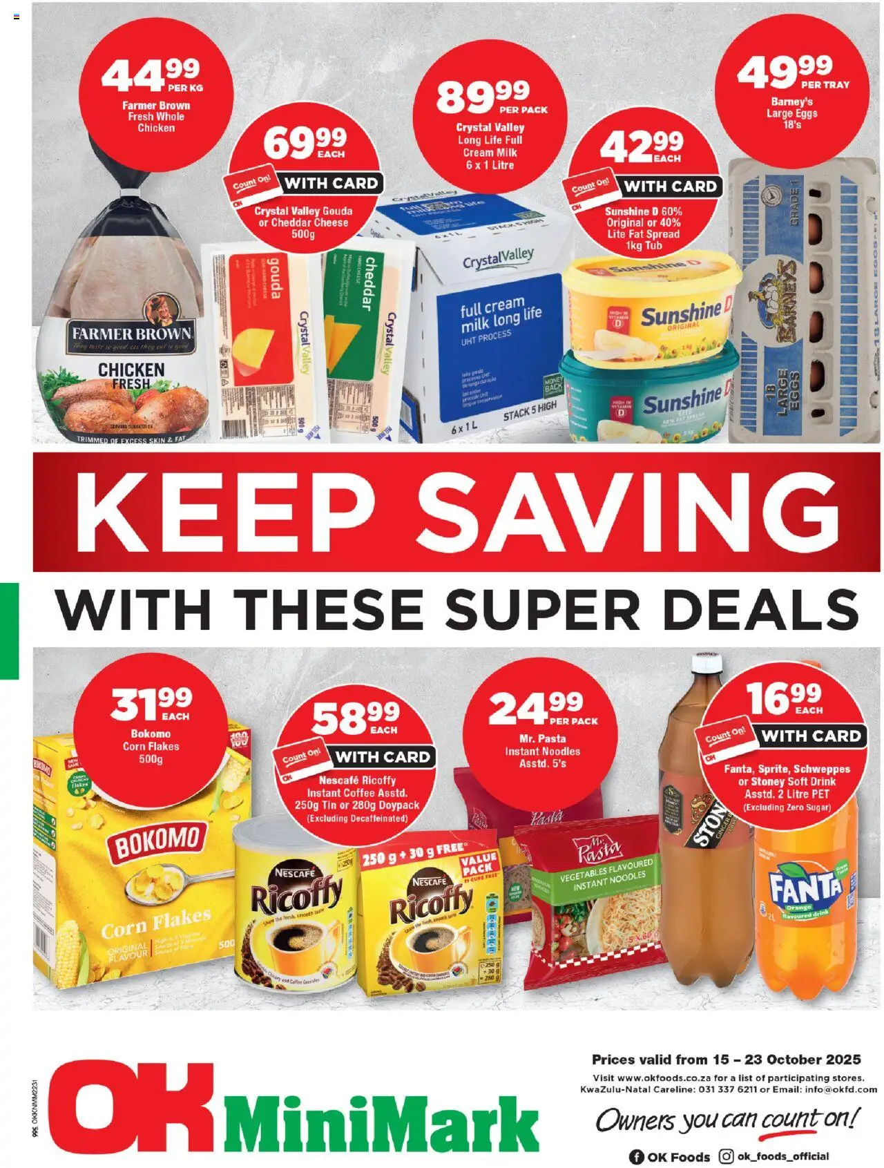 New OK Foods catalogue – valid from 15.10.2025 | Page: 1 | Products: Tray, Eggs, Pasta, Vegetables