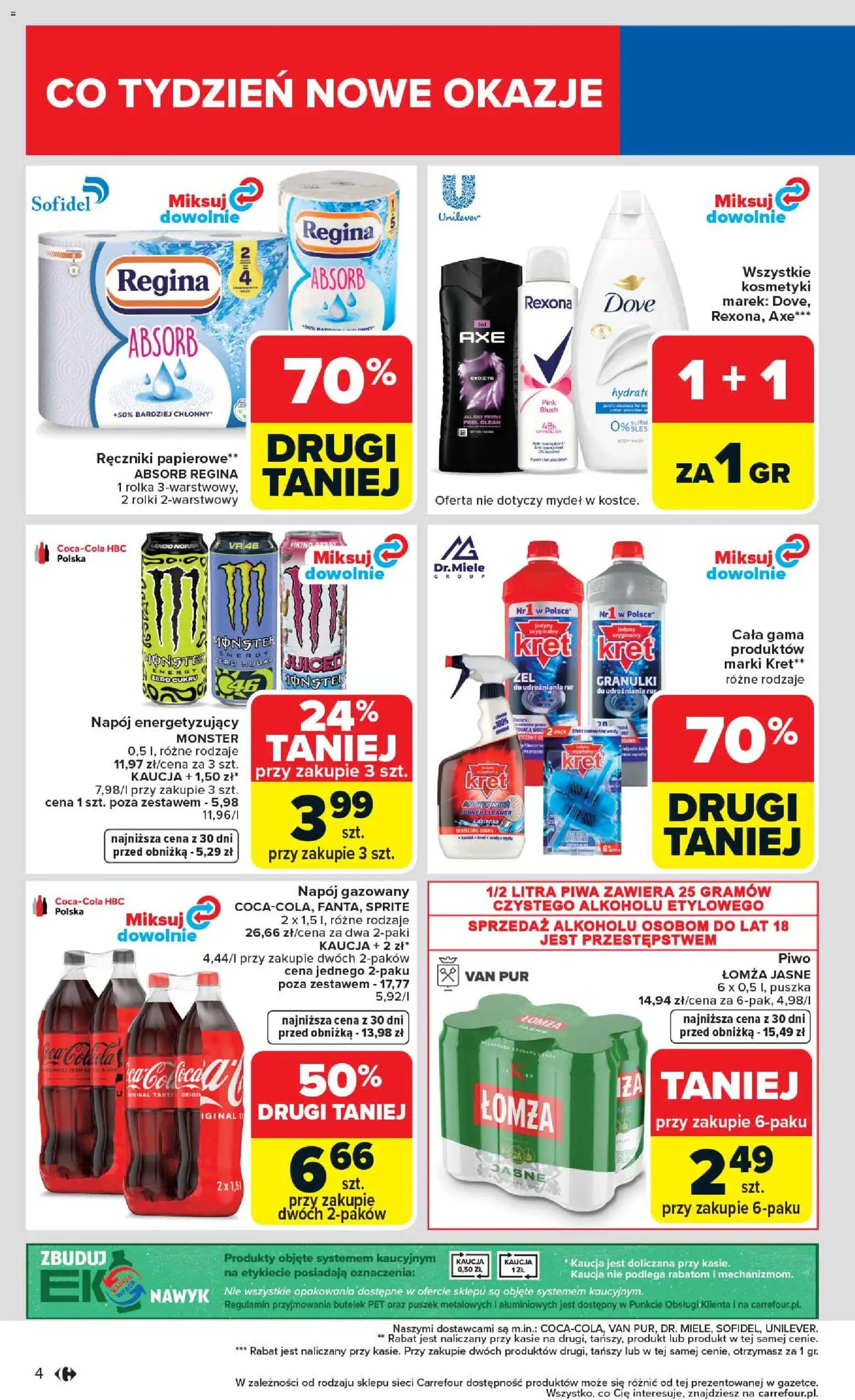 Carrefour gazetka od 07.04.2026 | Strona: 6 | Produkty: Kosmetyki, Rolki, Ręczniki papierowe, Sprite